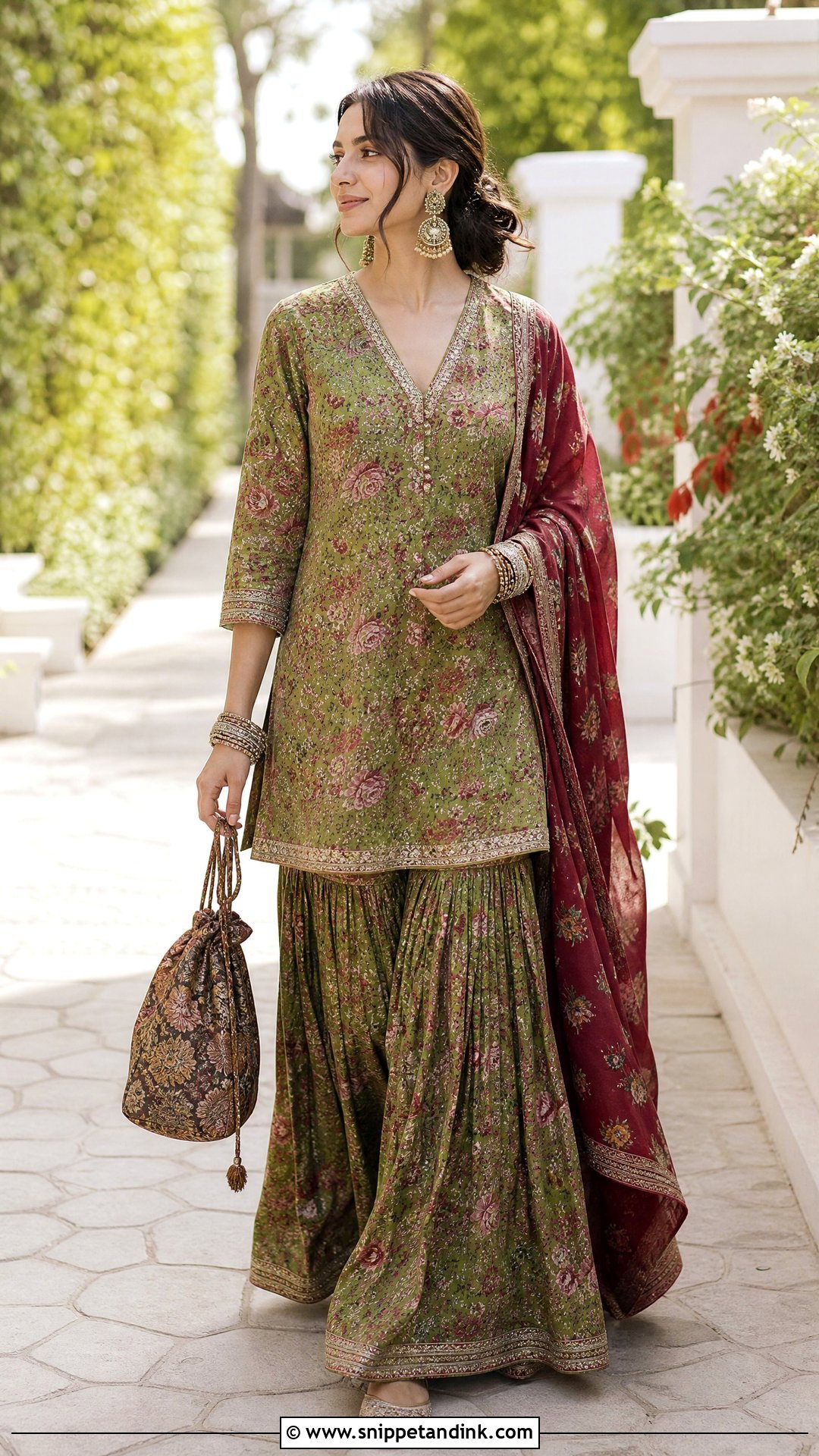 Green Floral Sabyasachi Sharara Suit - Snippet and Ink - 20 Sabyasachi Salwar Suits