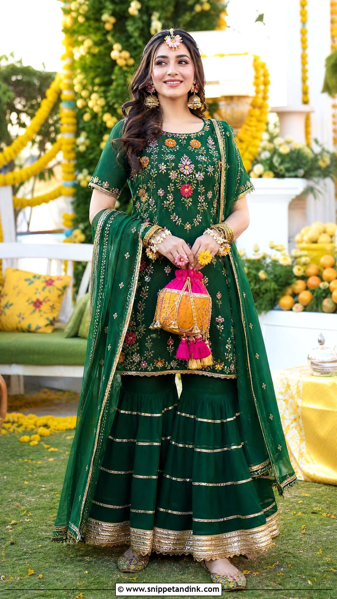 Green Garara Suit For Mehndi - Snippet and Ink - 20 Garara Suits Designs for Wedding