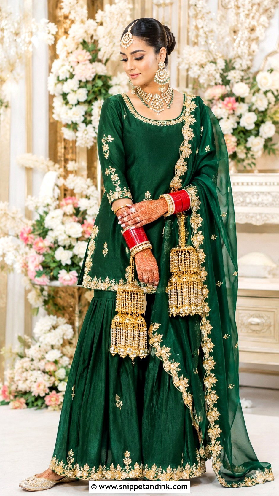 Green Gota Patti Chooda Ceremony Outfit - Snippet and Ink - 20 Chooda Ceremony Outfit Ideas