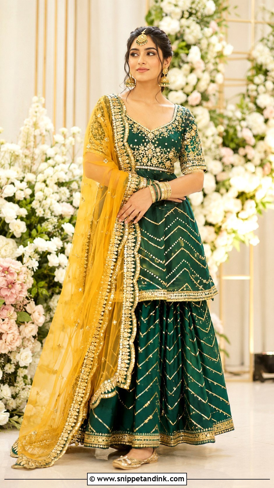 Green Gota Patti Jaggo Lengha - Snippet and Ink - 20 Jaggo Lengha Ideas