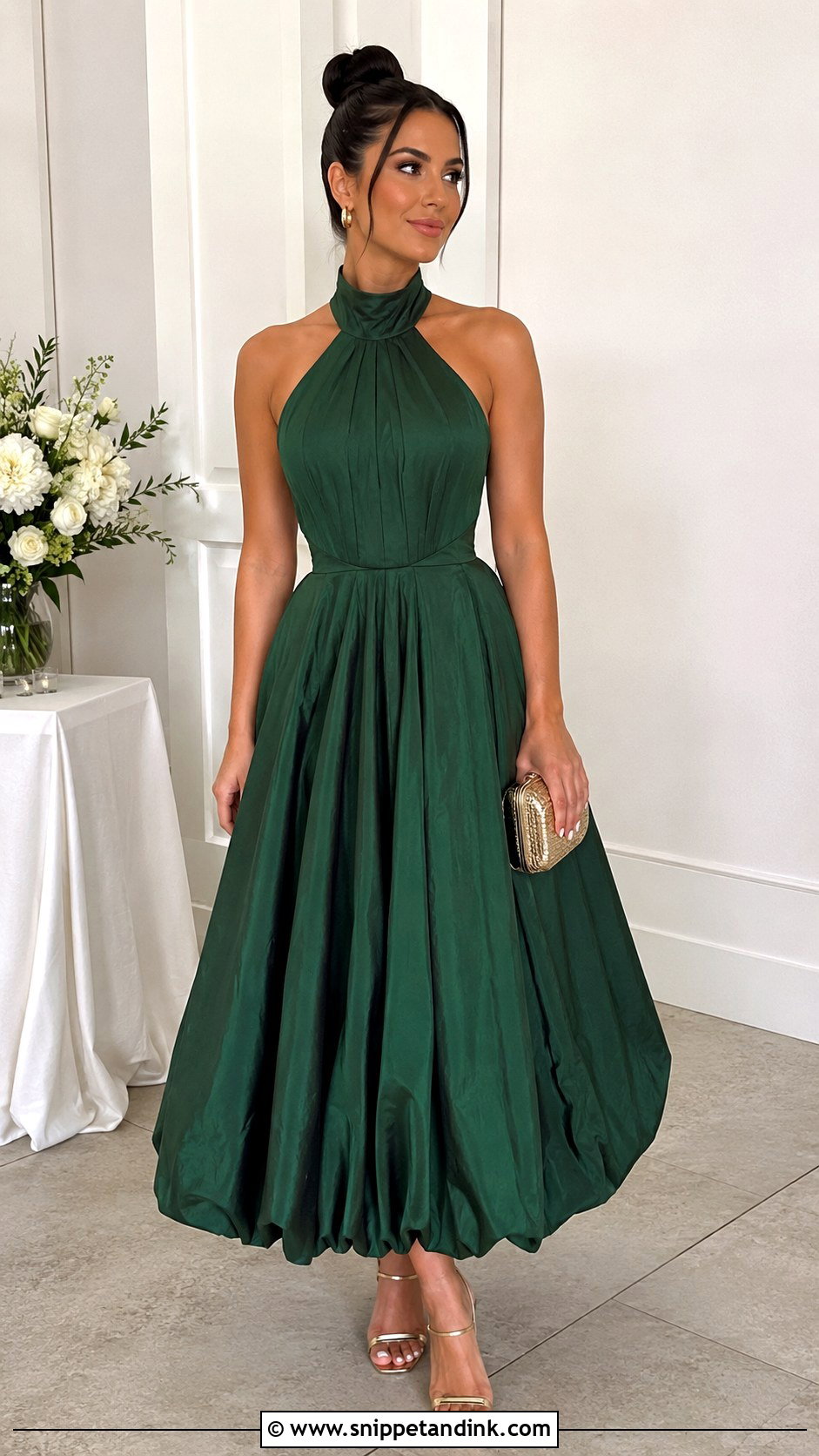 Green Halter Balloon Gown - Snippet and Ink - 20 Balloon Gown Ideas