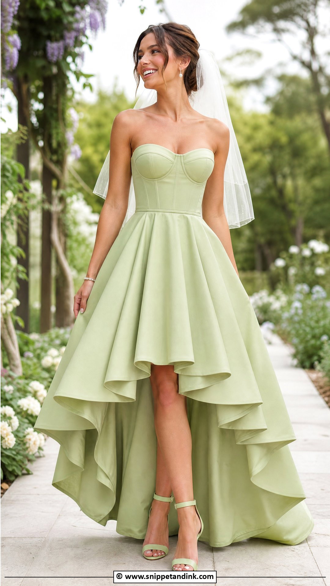 Green High Low Wedding Dress - Snippet and Ink - 35 Green Wedding Dress Ideas