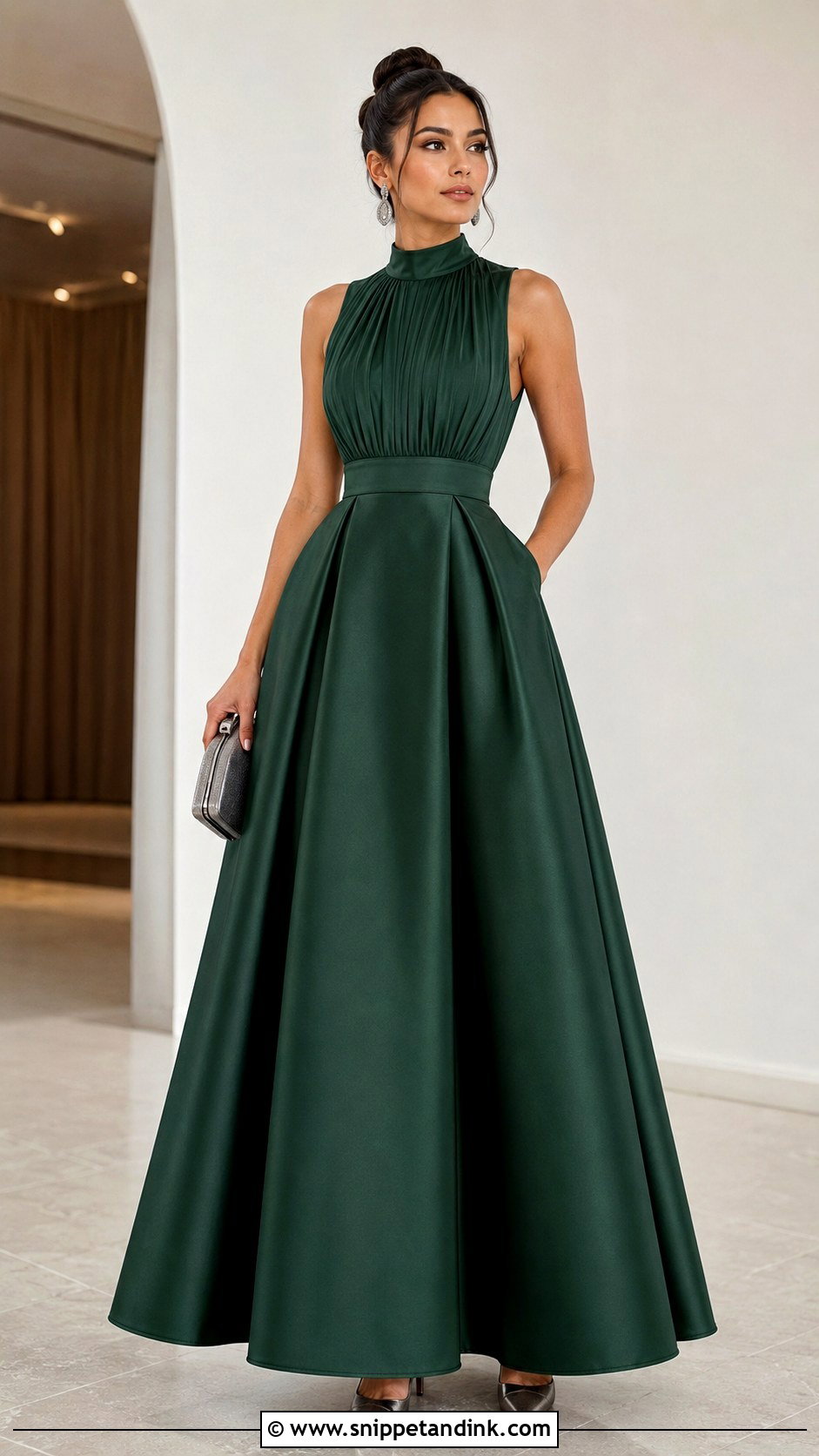 Green High Neck Ball Gown - Snippet and Ink - 20 Green Ball Gown Dress Ideas