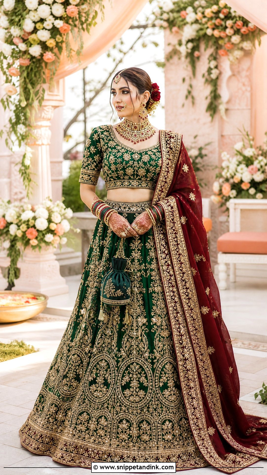 Green Indian Bridal Lehenga - Snippet and Ink - 20 Indian Bridal Wedding Dress Ideas