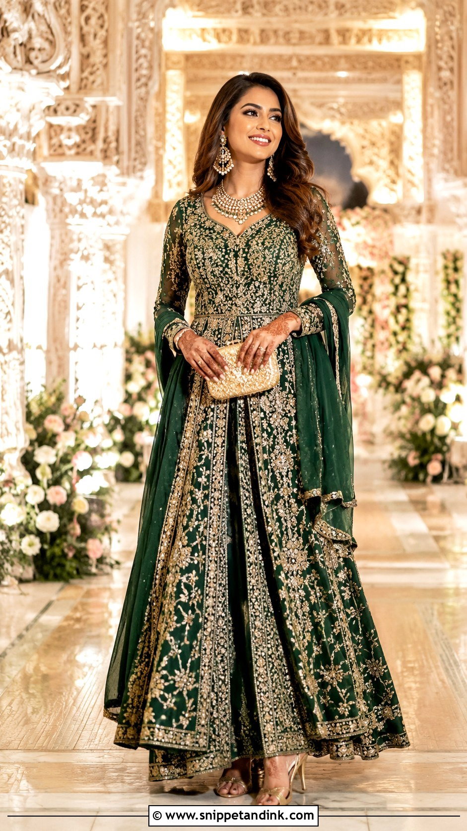 Green Indian Wedding Gown - Snippet and Ink - 30 Indian Wedding Gowns