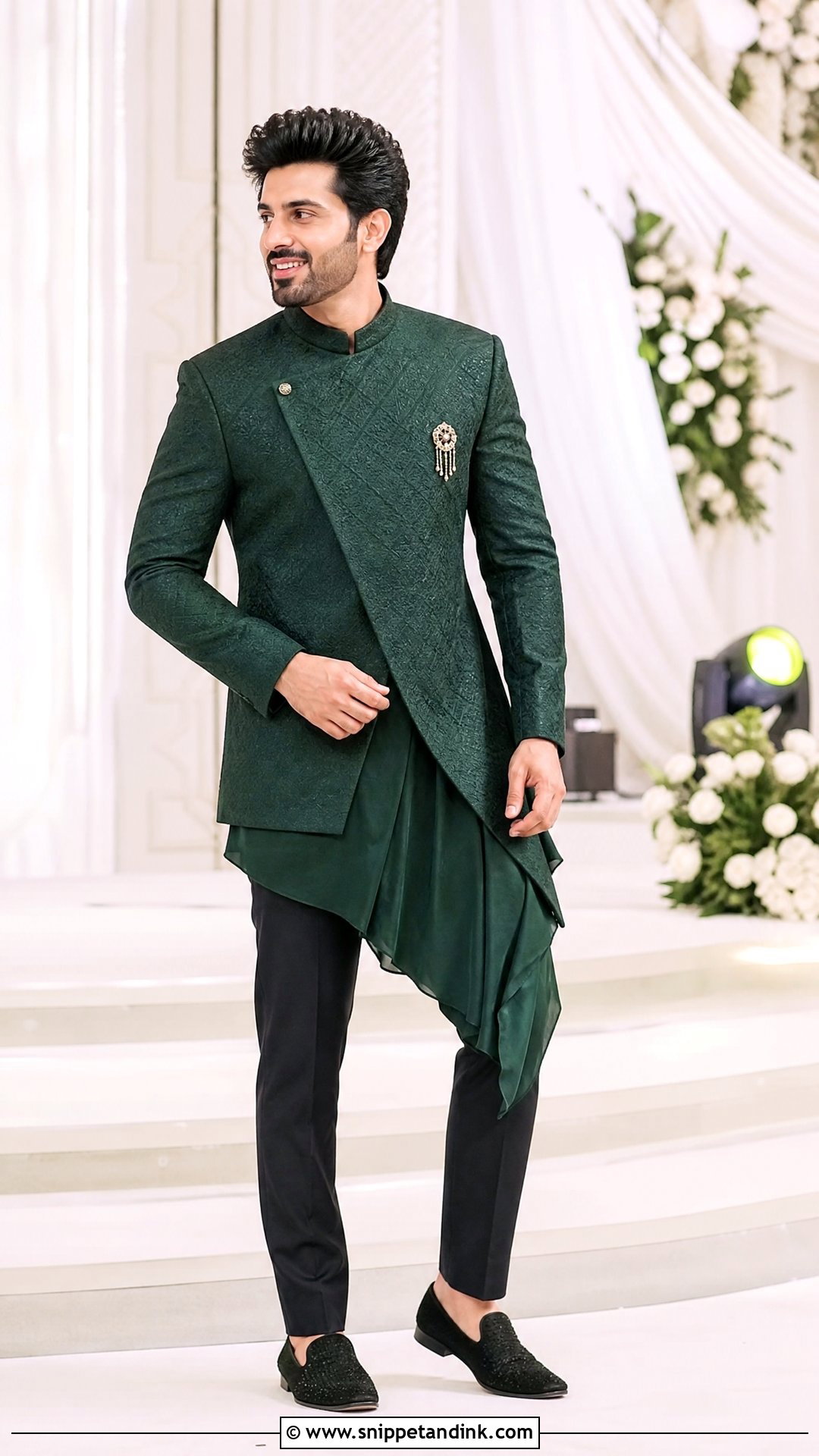 Green Indo Western For Sangeet - Snippet and Ink - 25 Indian Bride Brother Outfit Ideas