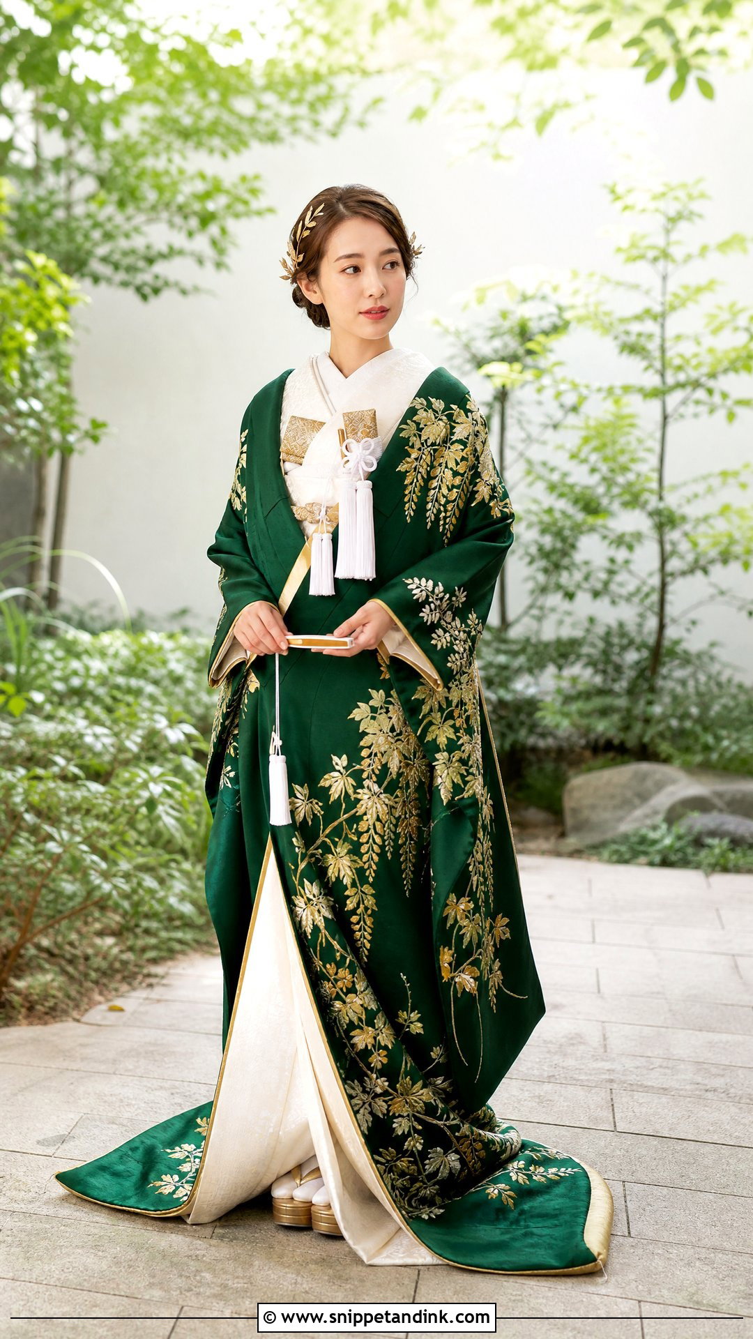 Green Iro Uchikake Kimono Wedding Dress - Snippet and Ink - 25 Kimono Wedding Dress Ideas
