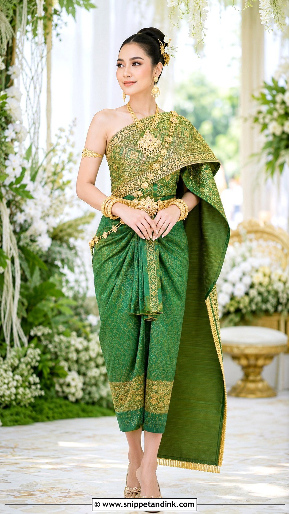 Green Khmer Wedding Dress - Snippet and Ink - 25 Khmer Wedding Dress Ideas