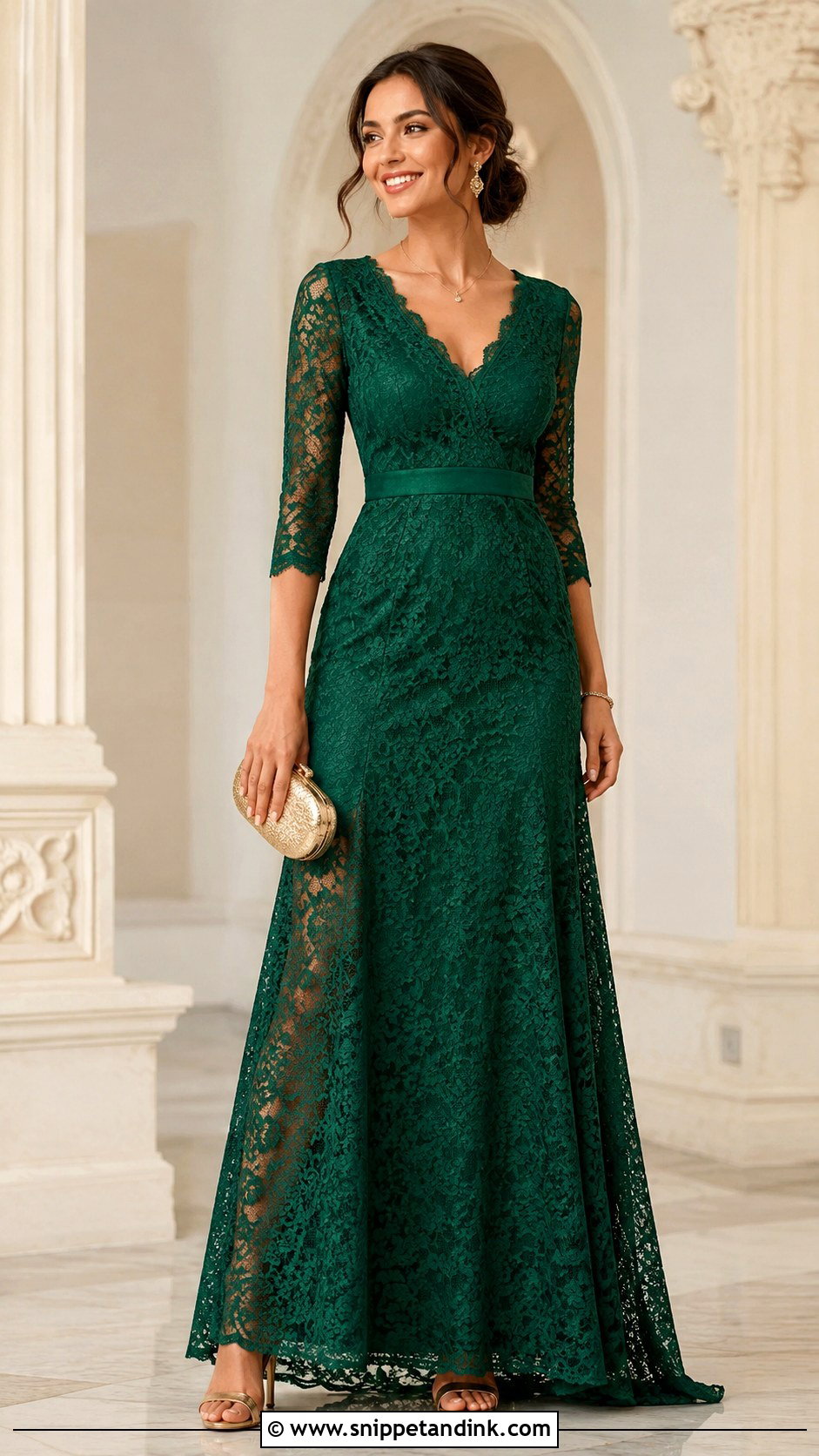 Green Lace Gown - Snippet and Ink - 25 Beautiful Lace Gown Styles