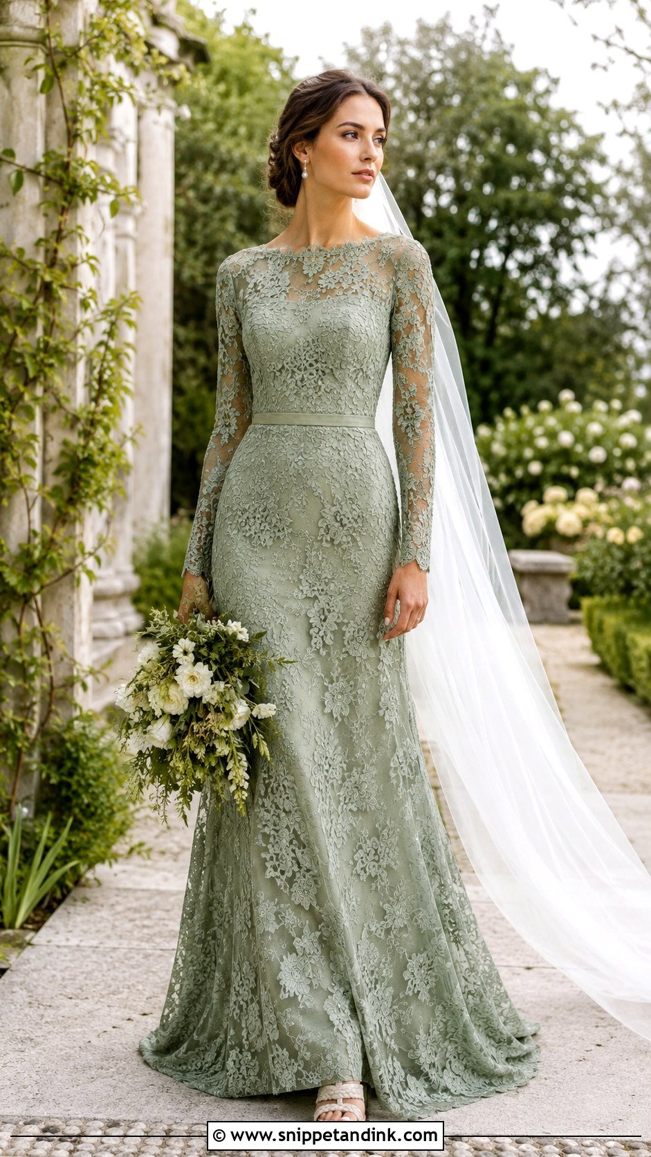 Green Lace Wedding Dress - Snippet and Ink - 25 Green Wedding Dresses