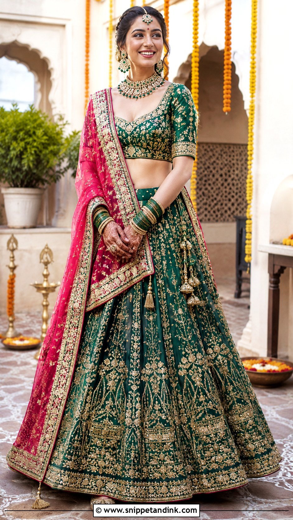 Green Lehenga For Mata Pujan Bride - Snippet and Ink - 25 Mata Pujan Dress for Bride Ideas