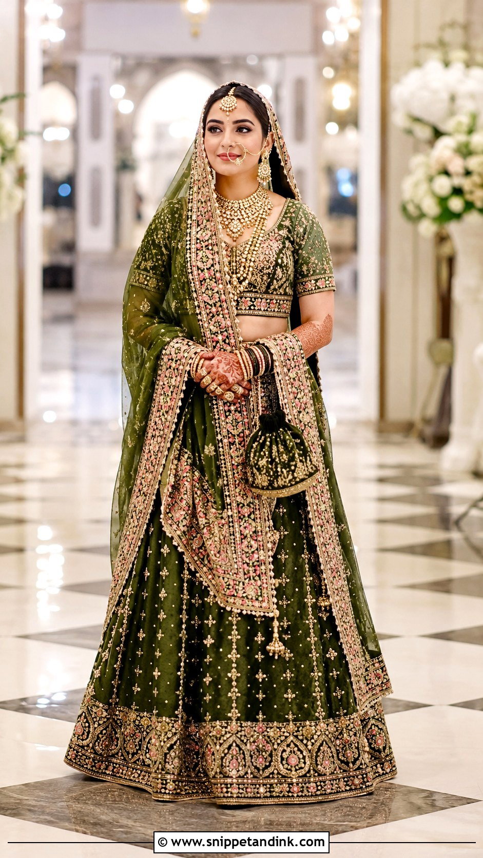 Green Lehenga With Gujarati Bridal Dupatta - Snippet and Ink - 20 Bridal Dupatta Style Ideas