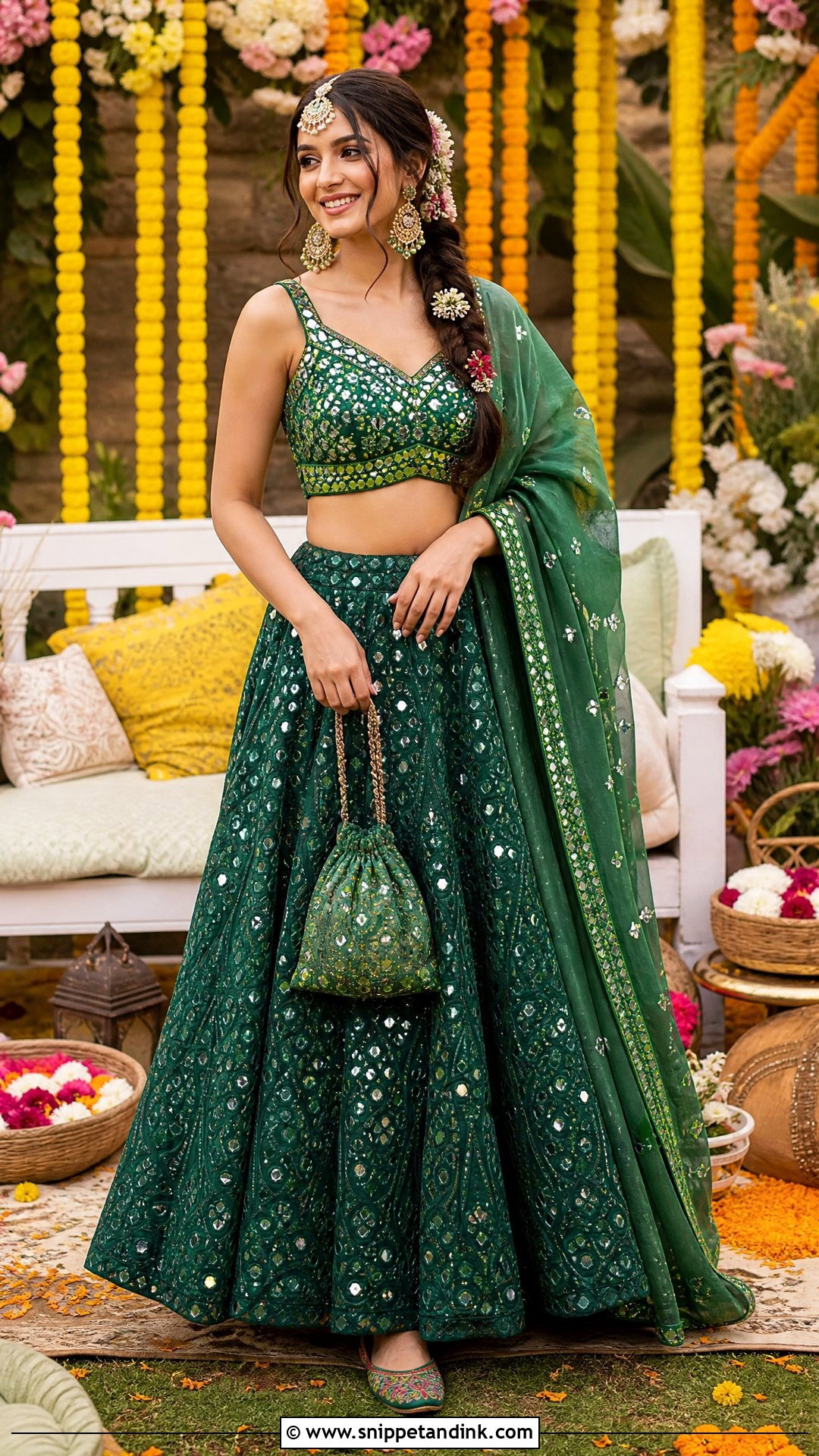 Green Lehenga for Indian Wedding Mehendi - Snippet and Ink - 20 Indian Wedding Dress for Women Ideas
