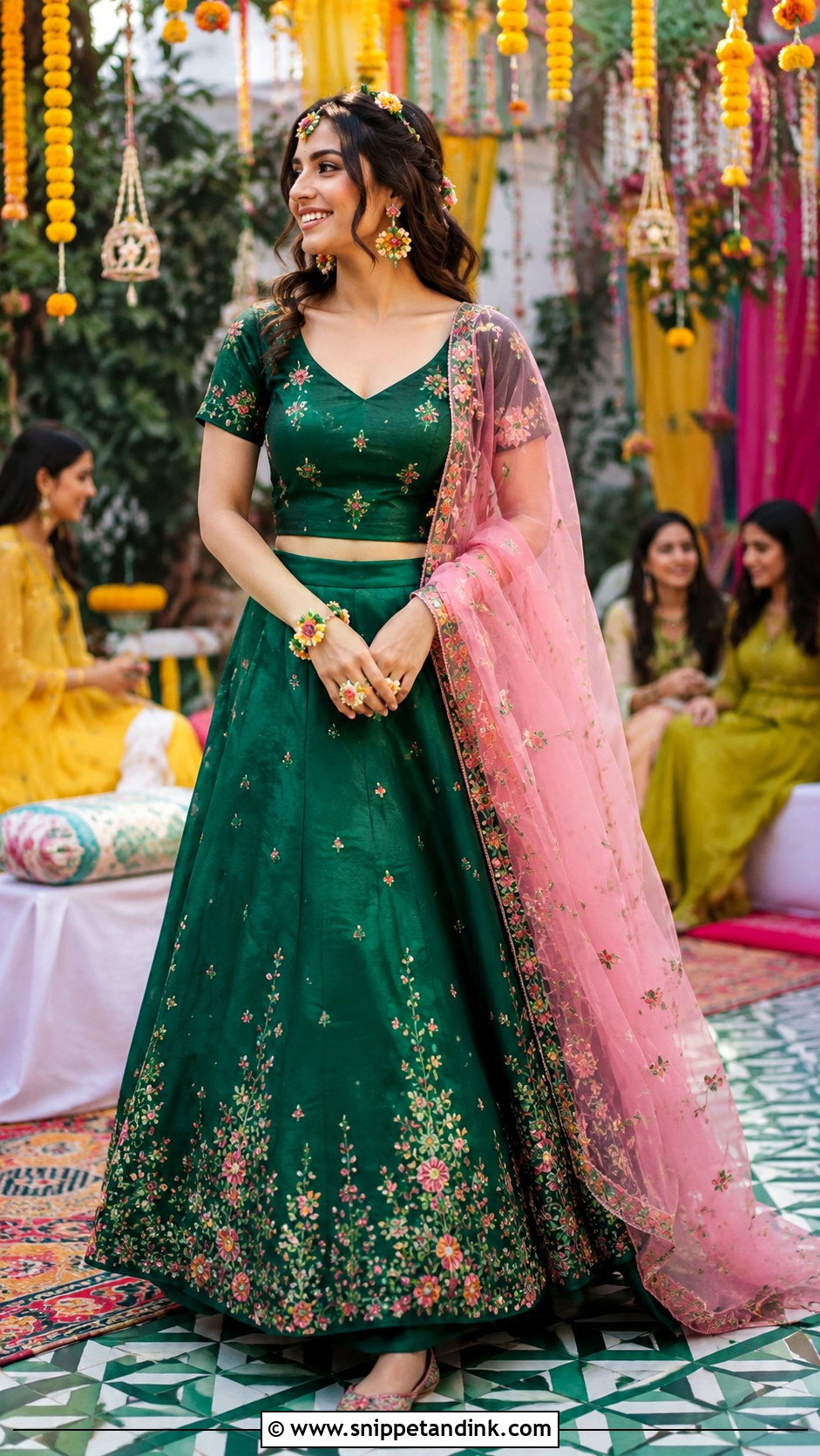 Green Lehenga for Mehandi - Snippet and Ink - 20 Dress for Mehandi Ideas