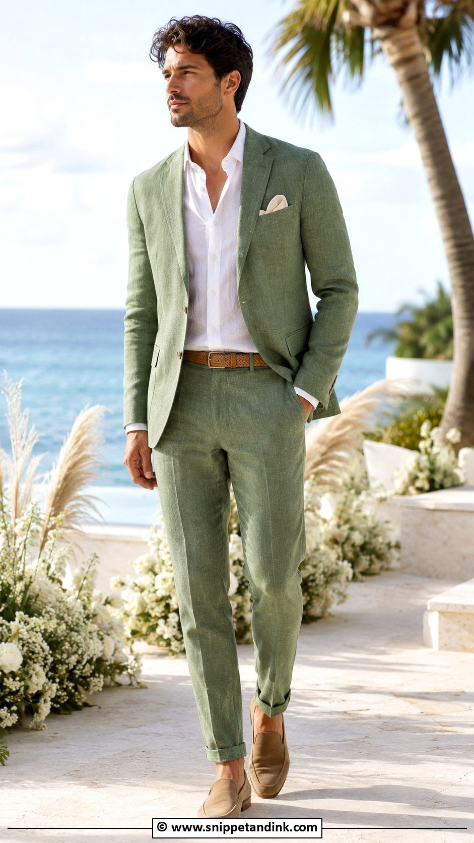 Green Linen Wedding Suit - Snippet and Ink - 30 Green Wedding Suit Ideas