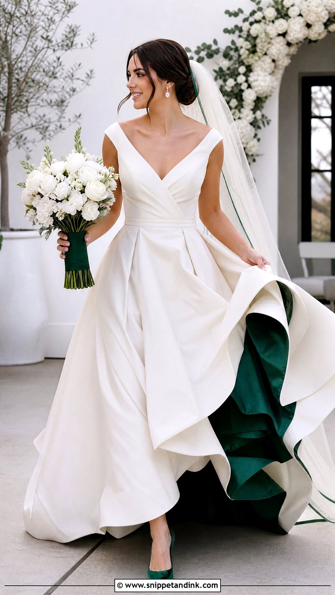 Green Lining Wedding Dress - Snippet and Ink - 20 Wedding Dress with Green Detail Ideas