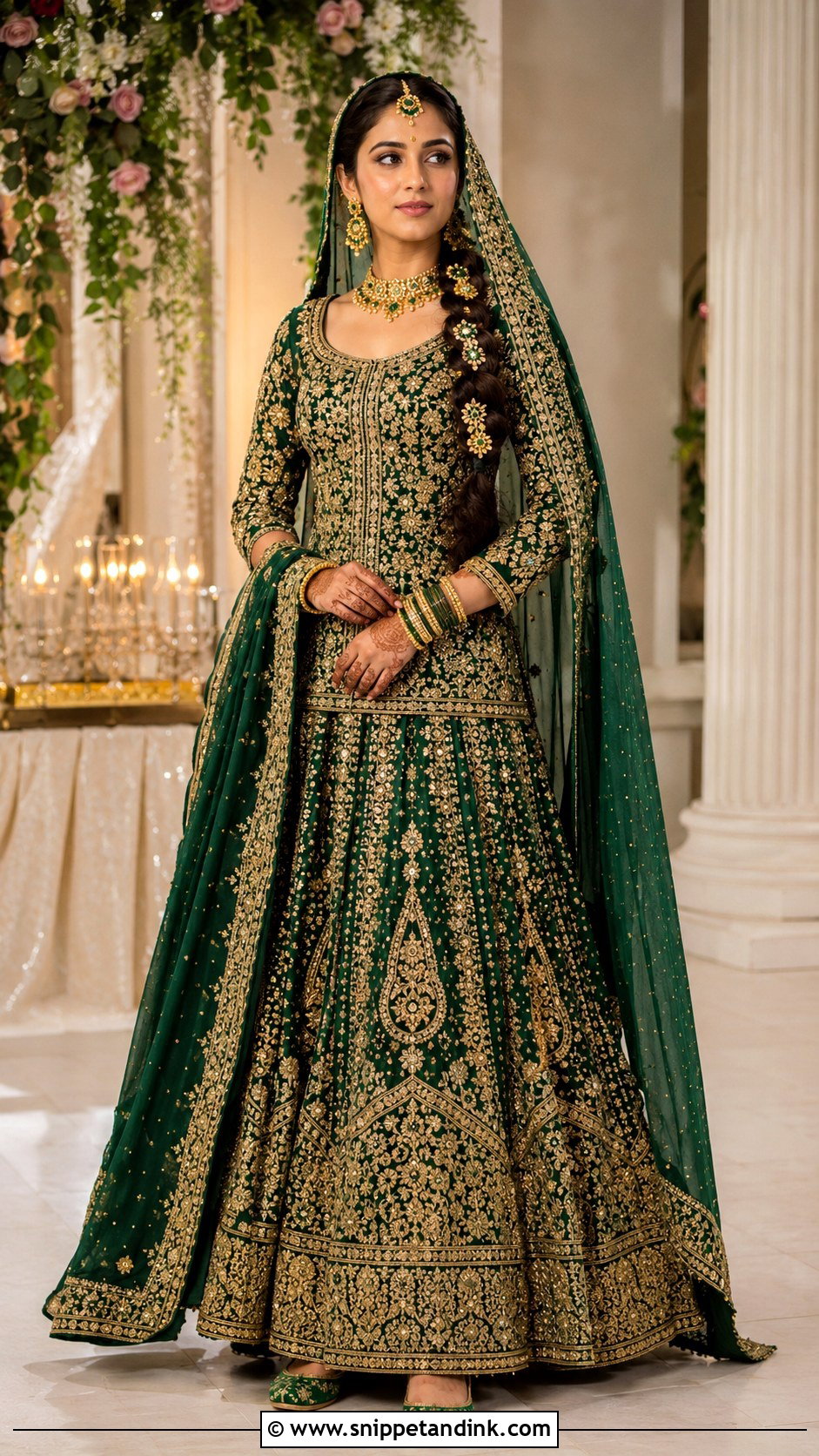 Green Long Choli Bridal Lehenga - Snippet and Ink - 20 90s Indian Bride Ideas