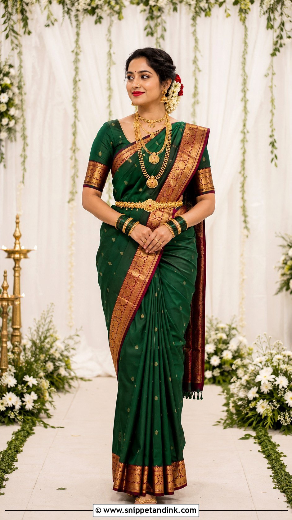 Green Maharashtrian Brahmin Bridal Look - Snippet and Ink - 20 Brahmin Wedding Brides Ideas