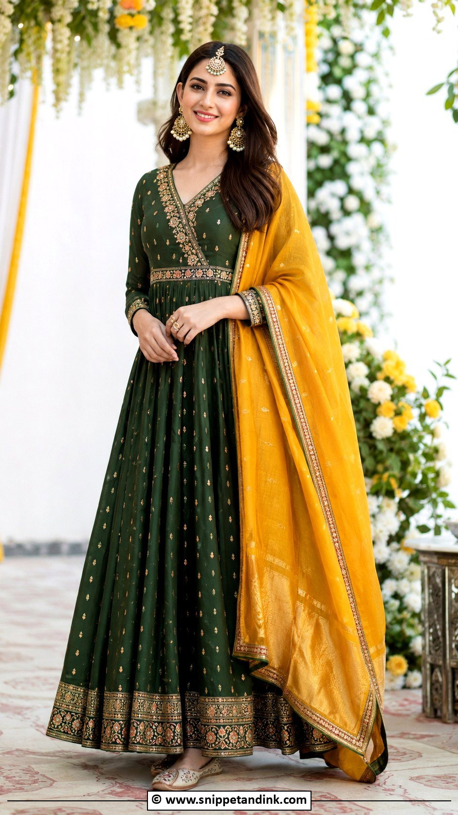 Green Mehandi Anarkali Suit - Snippet and Ink - 30 Mehandi Dress Ideas