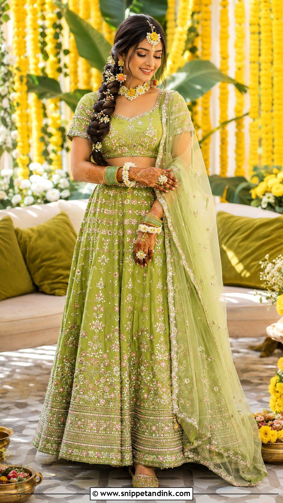 Green Mehendi Bridal Look - Snippet and Ink - 25 New Indian Bride Look Ideas