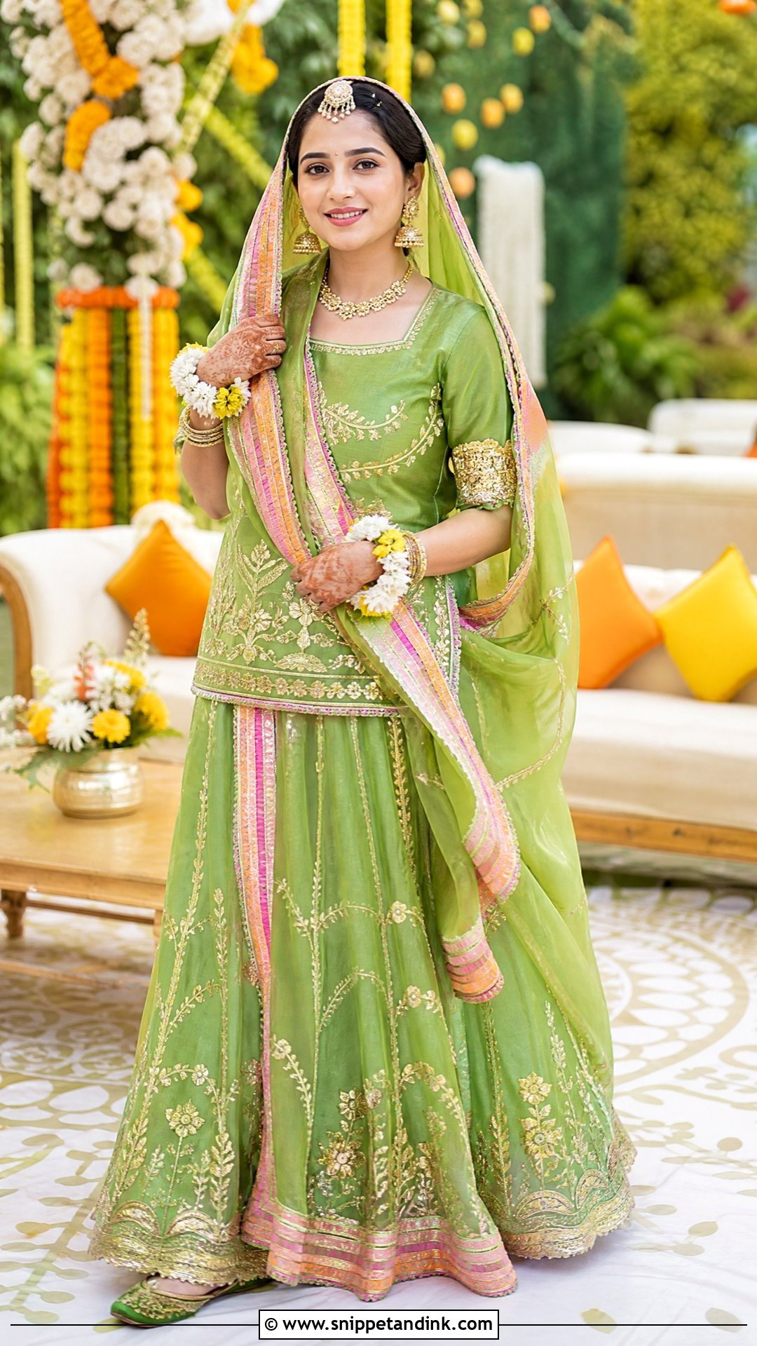 Green Mehendi Rajputi Bridal Look - Snippet and Ink - 20 Rajputi Bridal Look Ideas