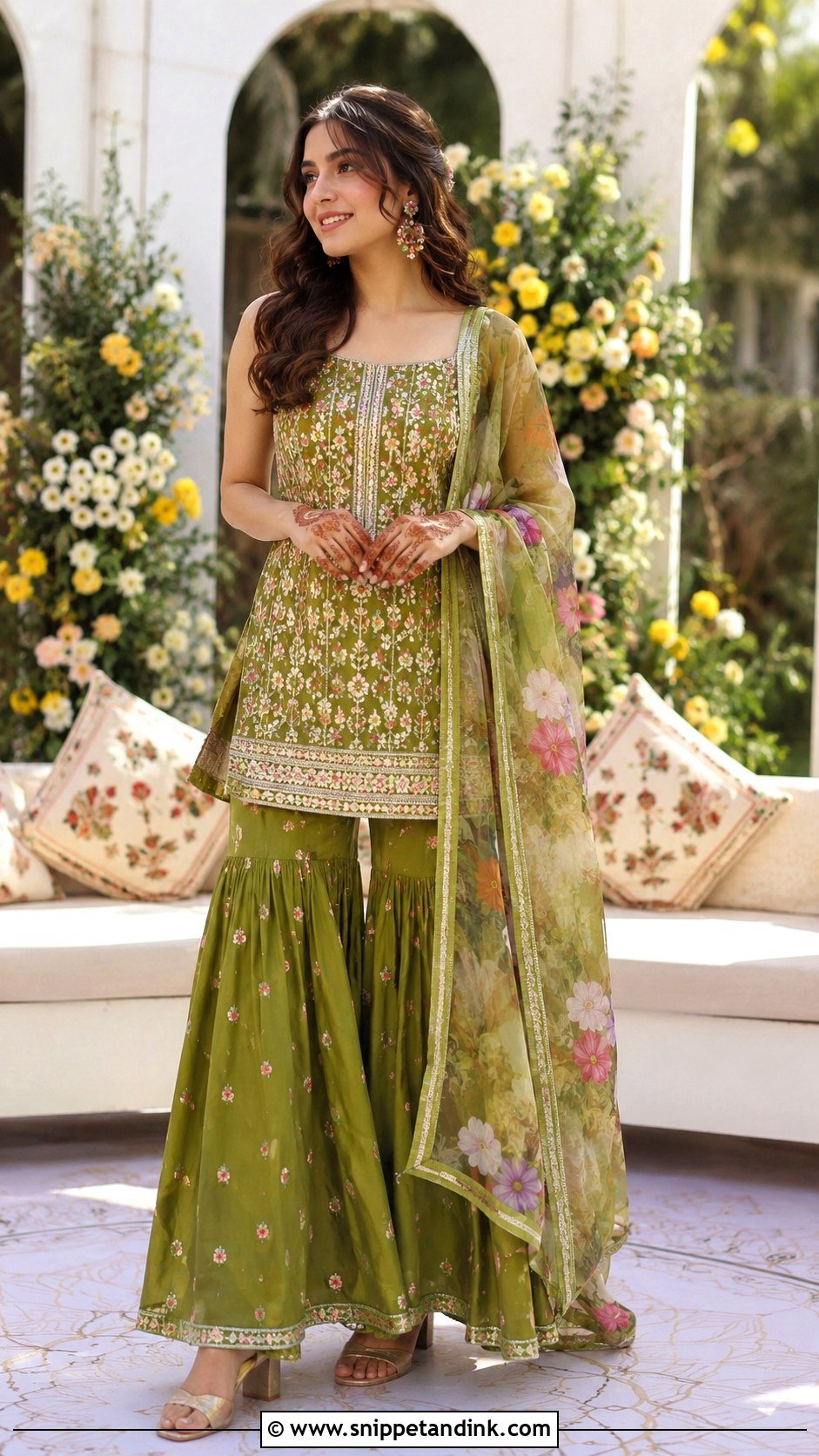 Green Mehendi Sharara - Snippet and Ink - 25 Mehendi Outfit for Bride Ideas