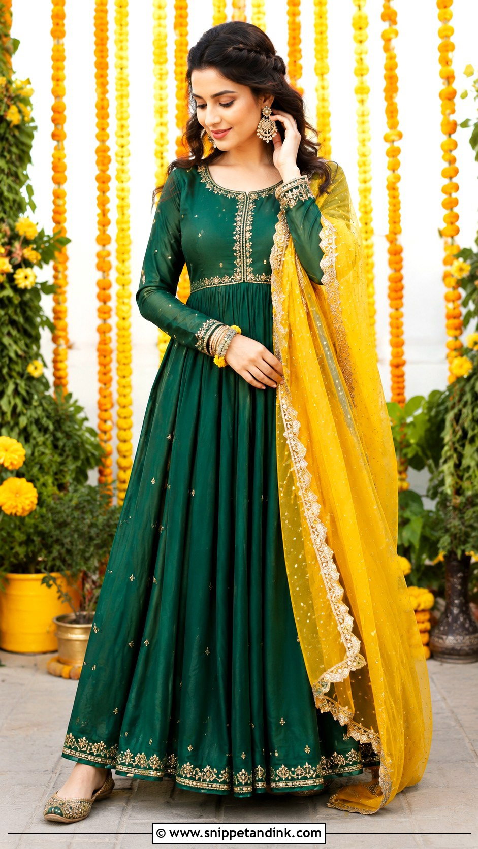 Green Mehndi Anarkali Outfit - Snippet and Ink - 25 Simple Mehndi Outfit Ideas