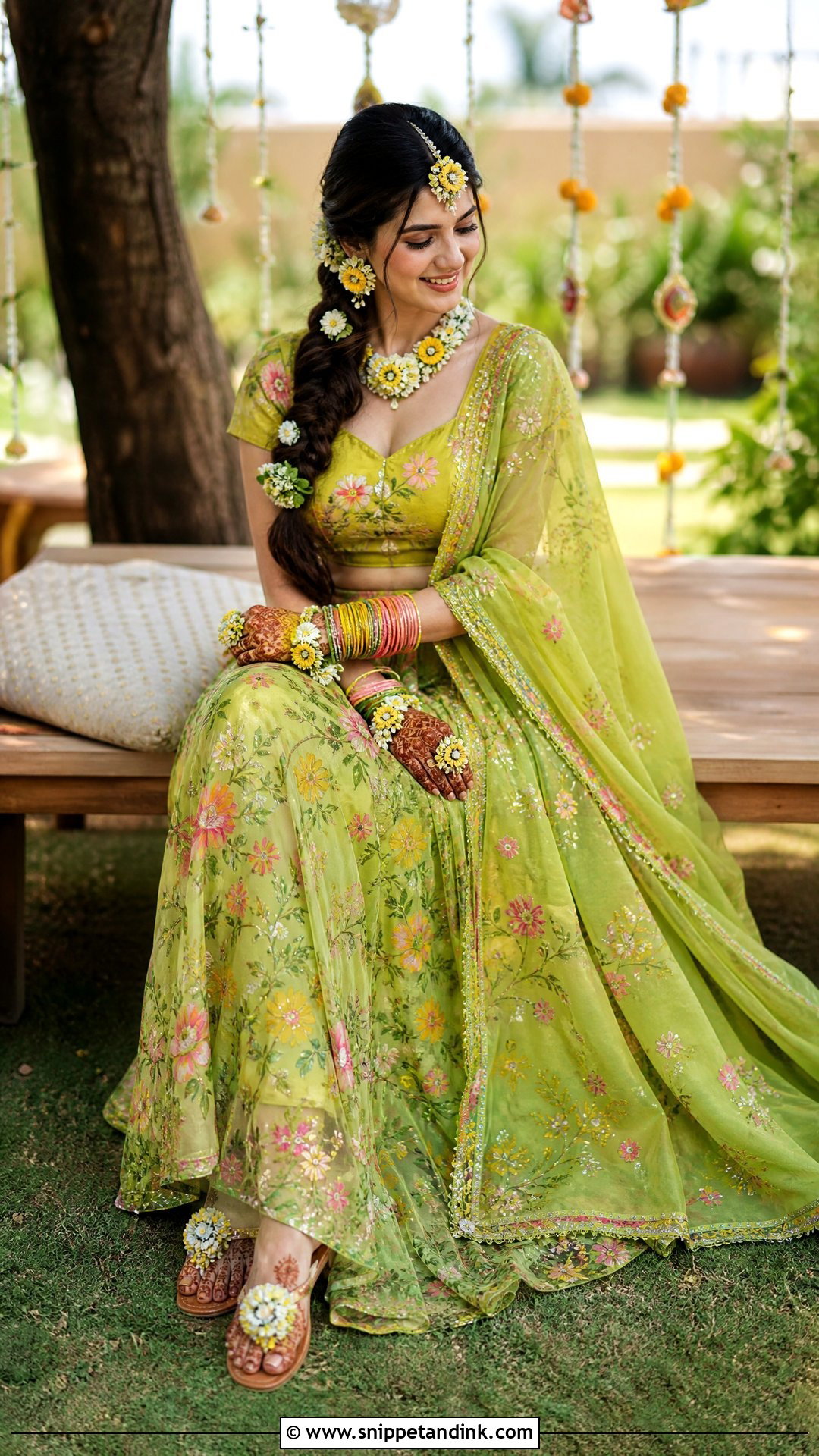 Green Mehndi Bridal Lehenga - Snippet and Ink - 20 Simple Indian Bridal Outfit Ideas