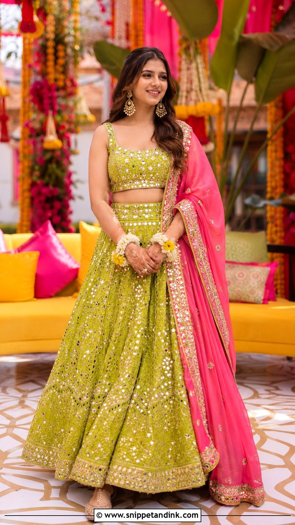 Green Mehndi Lehenga For Bride - Snippet and Ink - 25 Mehndi Dress Ideas for Bride