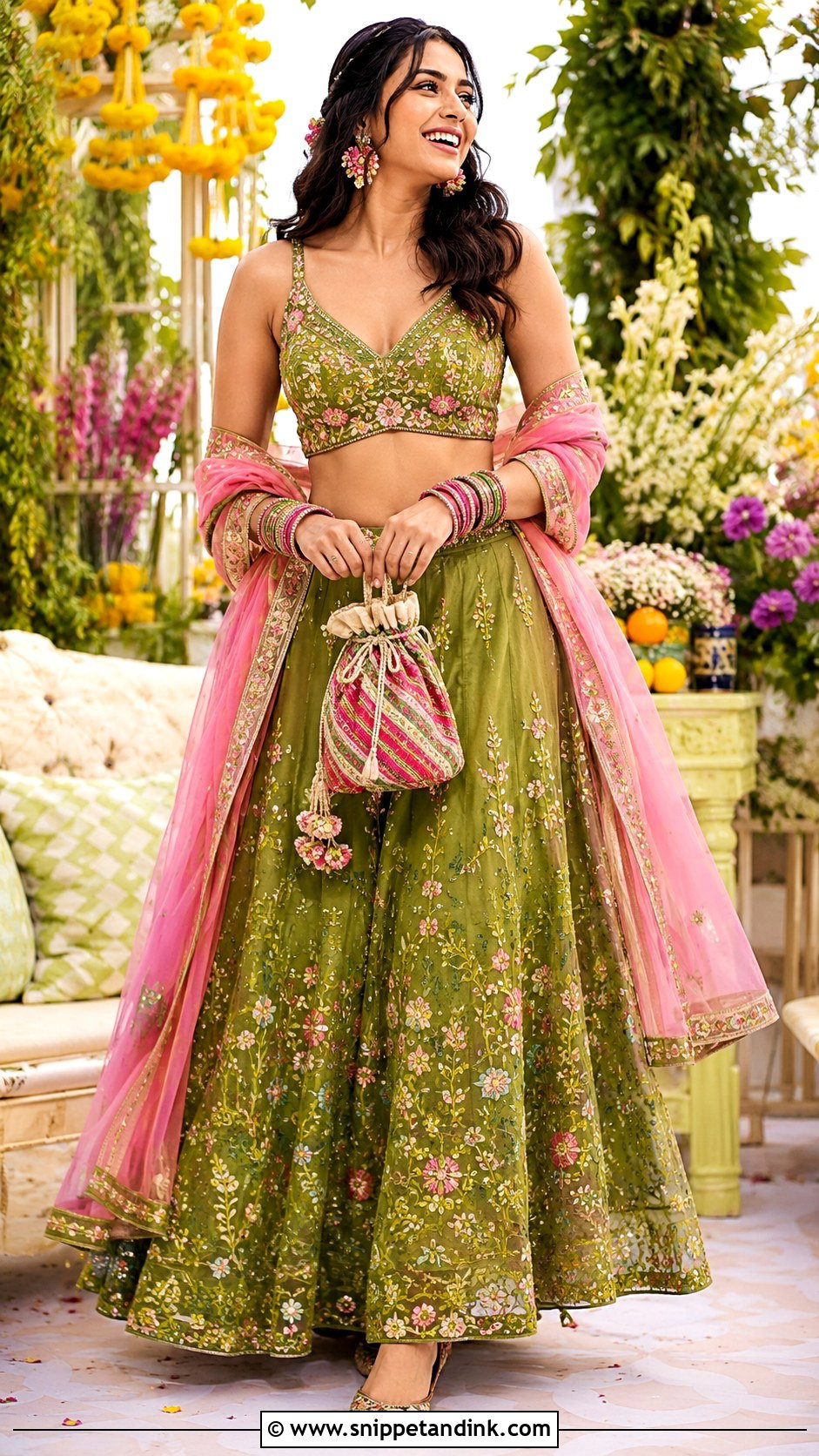 Green Mehndi Lehenga Outfit - Snippet and Ink - 20 Lengha Ideas