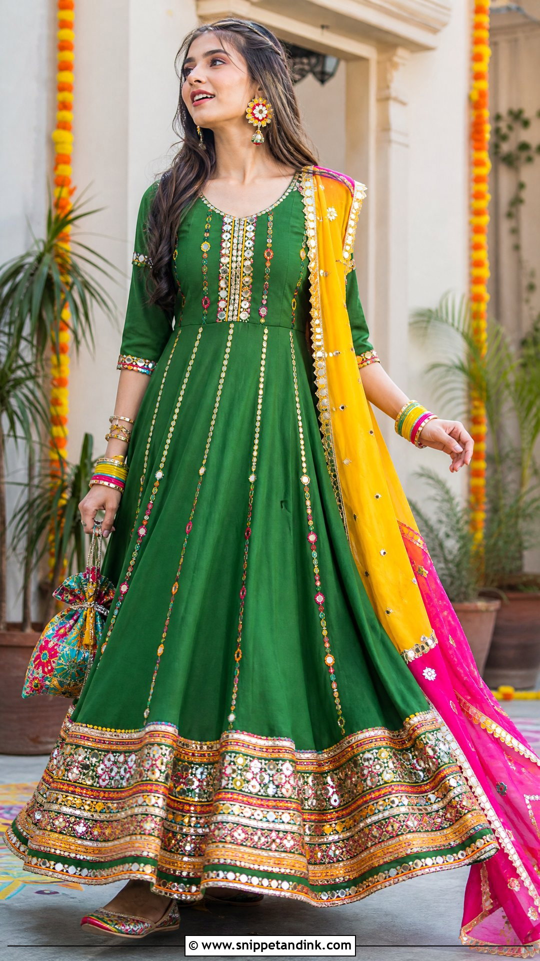 Green Mehndi Pakistani Maxi With Gota Work - Snippet and Ink - 20 Pakistani Maxi Designs for Wedding