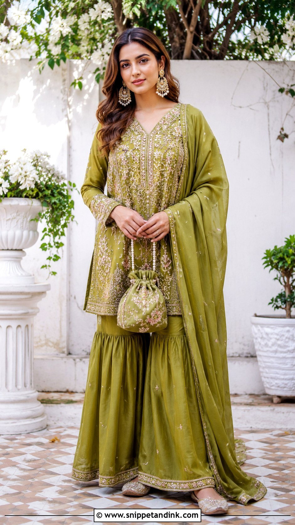 Green Mehndi Sharara Outfit - Snippet and Ink - 25 Simple Mehndi Outfit Ideas