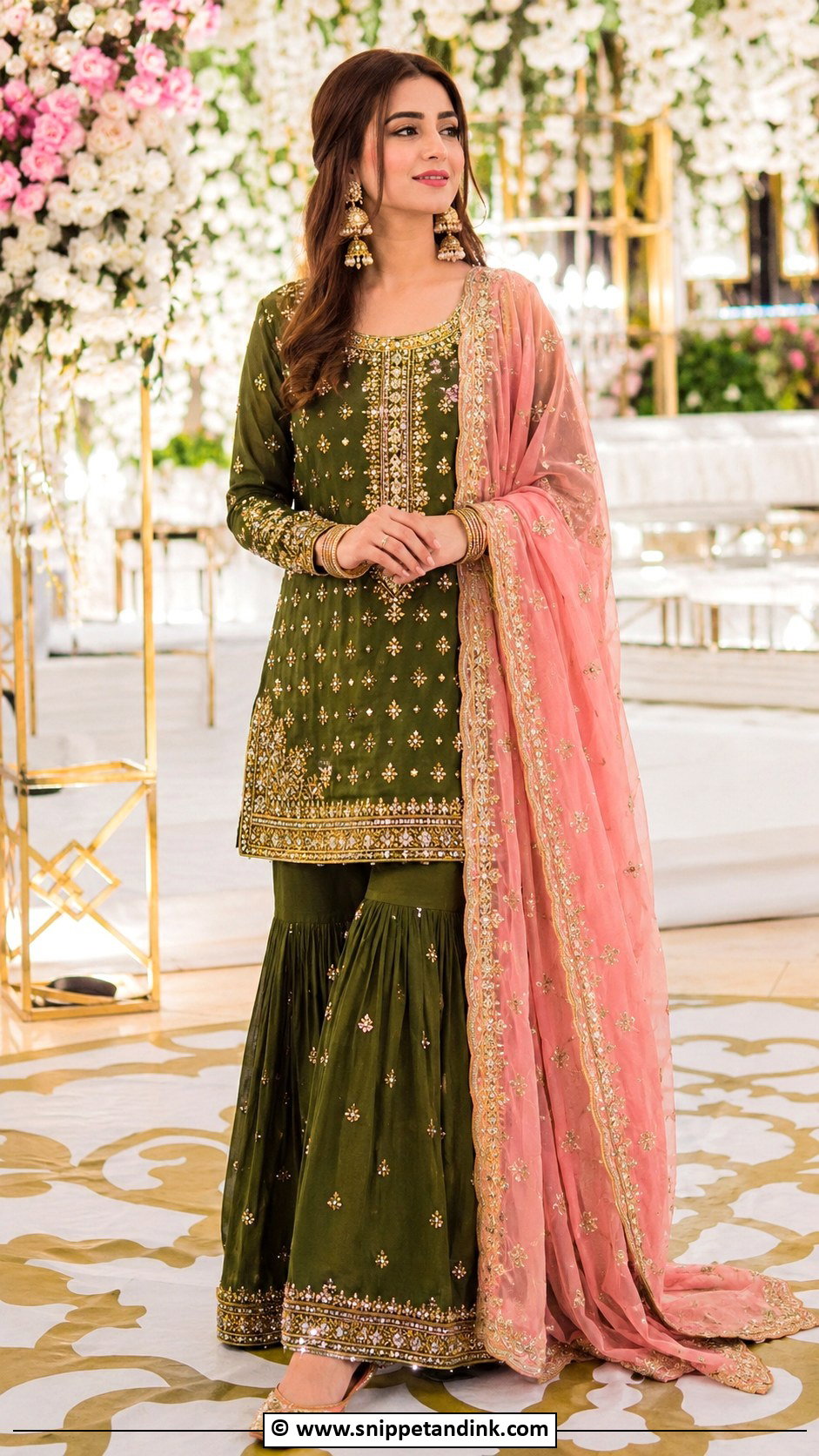 Green Mehndi Sharara Outfit - Snippet and Ink - 30 Pakistani Mehndi Dress Ideas