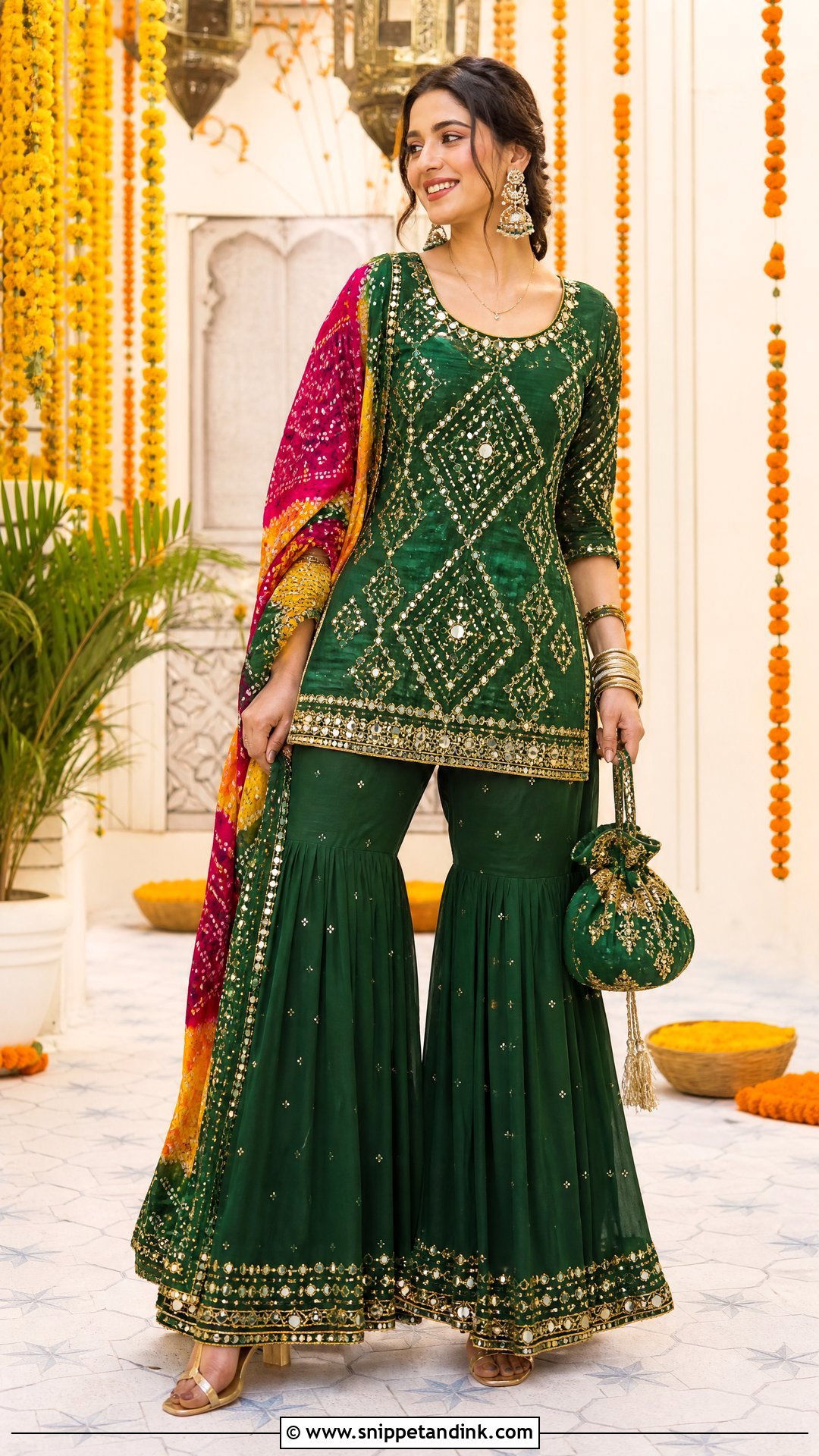 Green Mehndi Sharara Suit - Snippet and Ink - 25 Latest Sharara Suit Designs Wedding