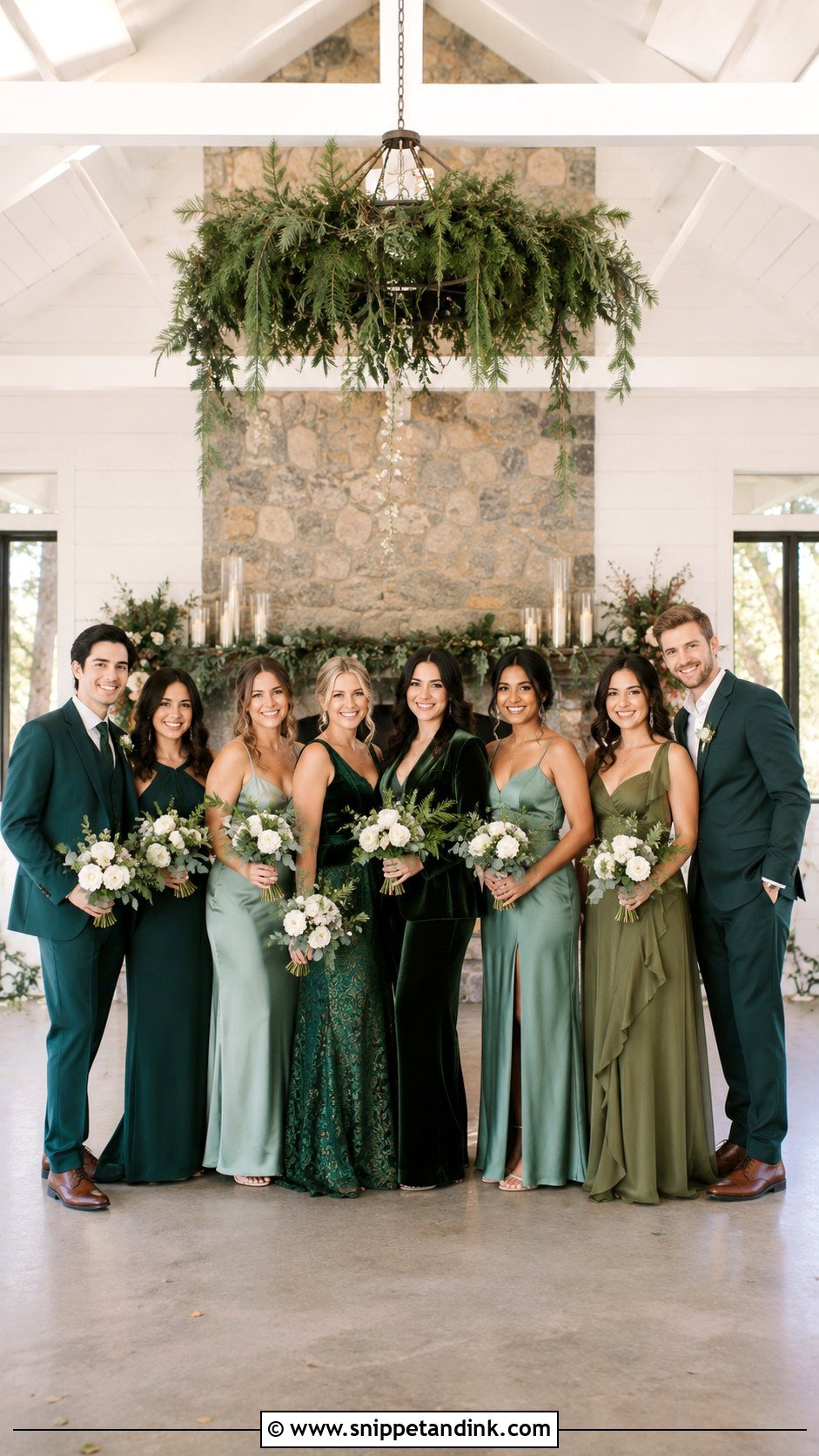 Green Mismatched Bridal Party - Snippet and Ink - 20 Mismatched Bridal Party Ideas
