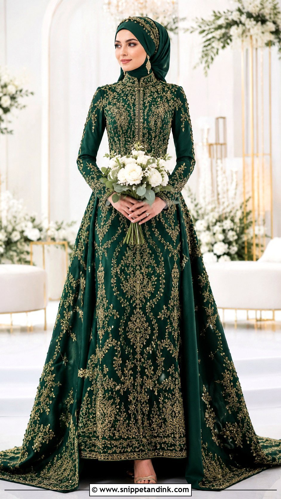 Green Muslim Wedding Dress - Snippet and Ink - 30 Muslim Wedding Dress Ideas