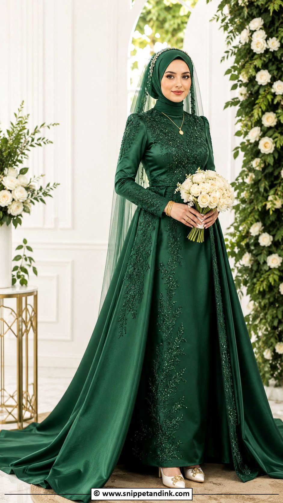 Green Muslim Wedding Gown - Snippet and Ink - 30 Muslim Wedding Gown Ideas