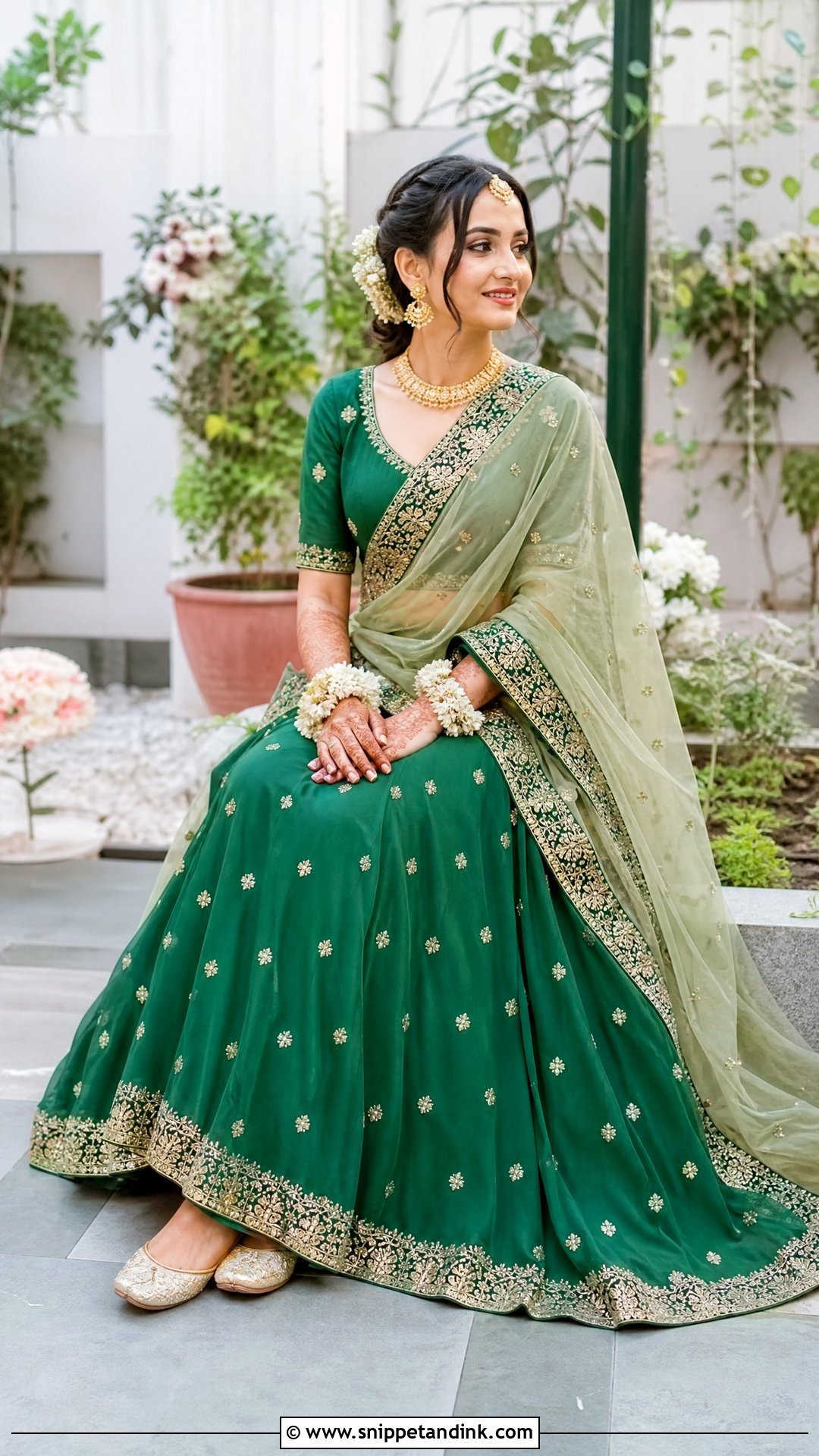 Green Nepali Mehendi Lehenga - Snippet and Ink - 25 Nepali Wedding Dress Ideas