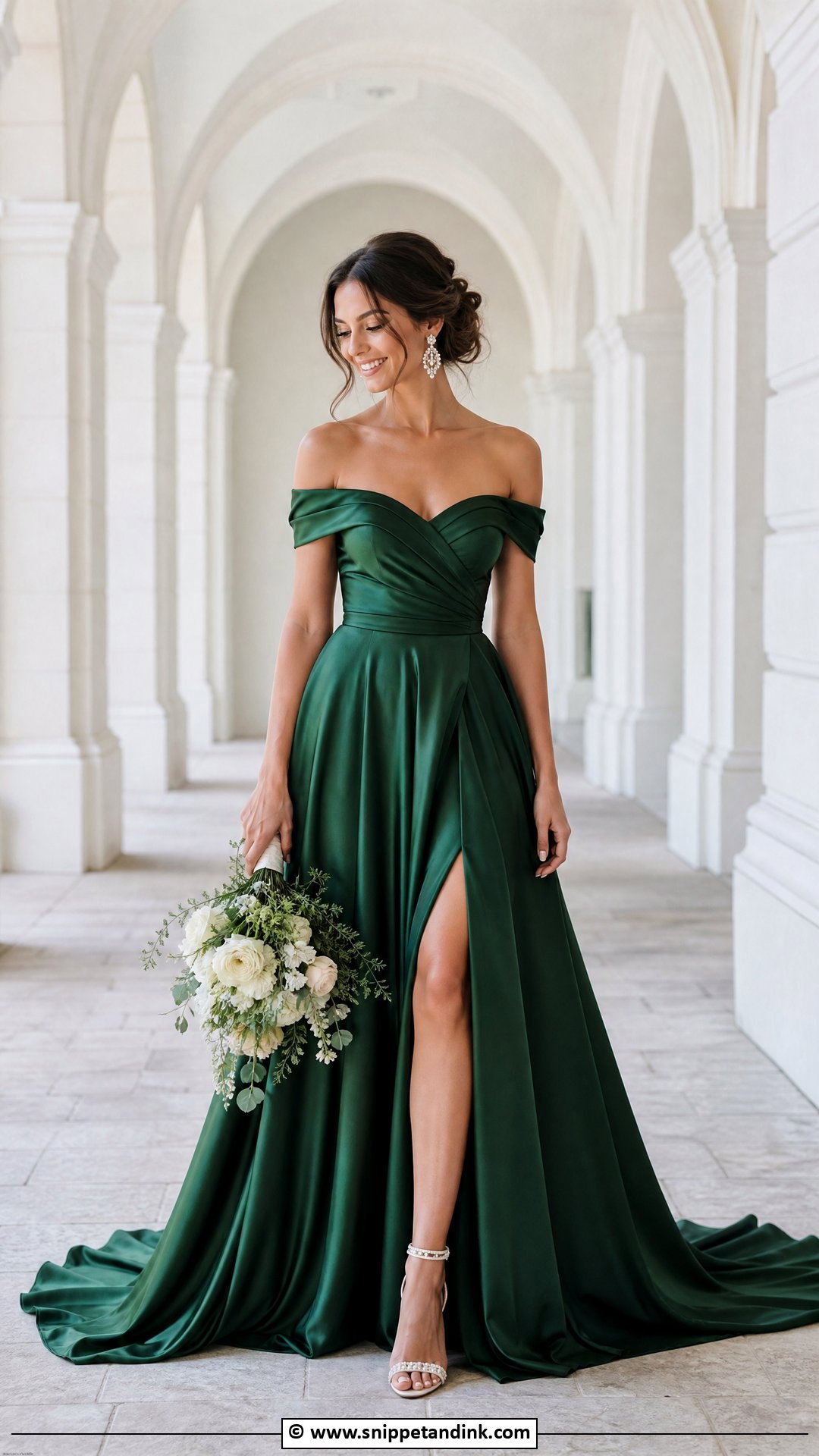 Green Off Shoulder Wedding Dress - Snippet and Ink - 35 Green Wedding Dress Ideas