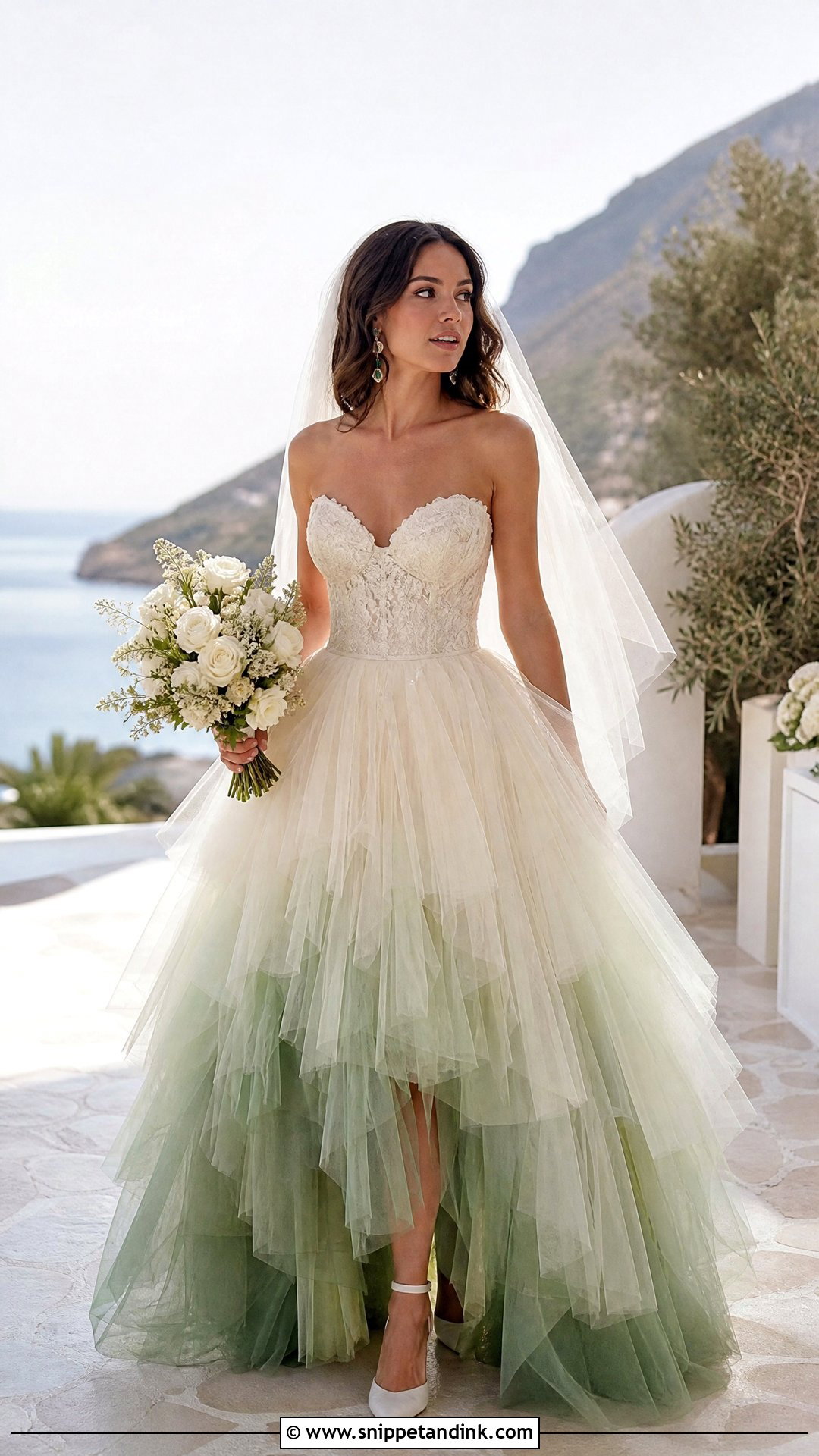 Green Ombre Tulle Wedding Dress - Snippet and Ink - 20 Wedding Dress with Green Detail Ideas