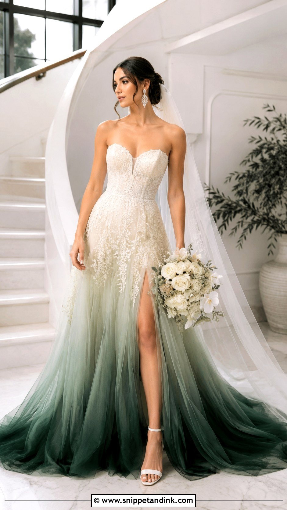 Green Ombre Wedding Dress - Snippet and Ink - 20 Green Bride Dress Ideas