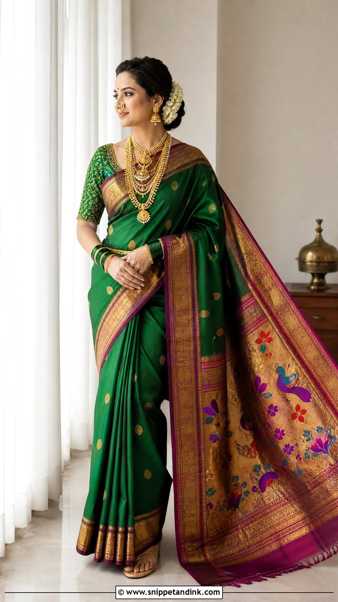 Green Paithani Bridal Saree - Snippet and Ink - 20 Indian Bridal Photos Wedding Dresses
