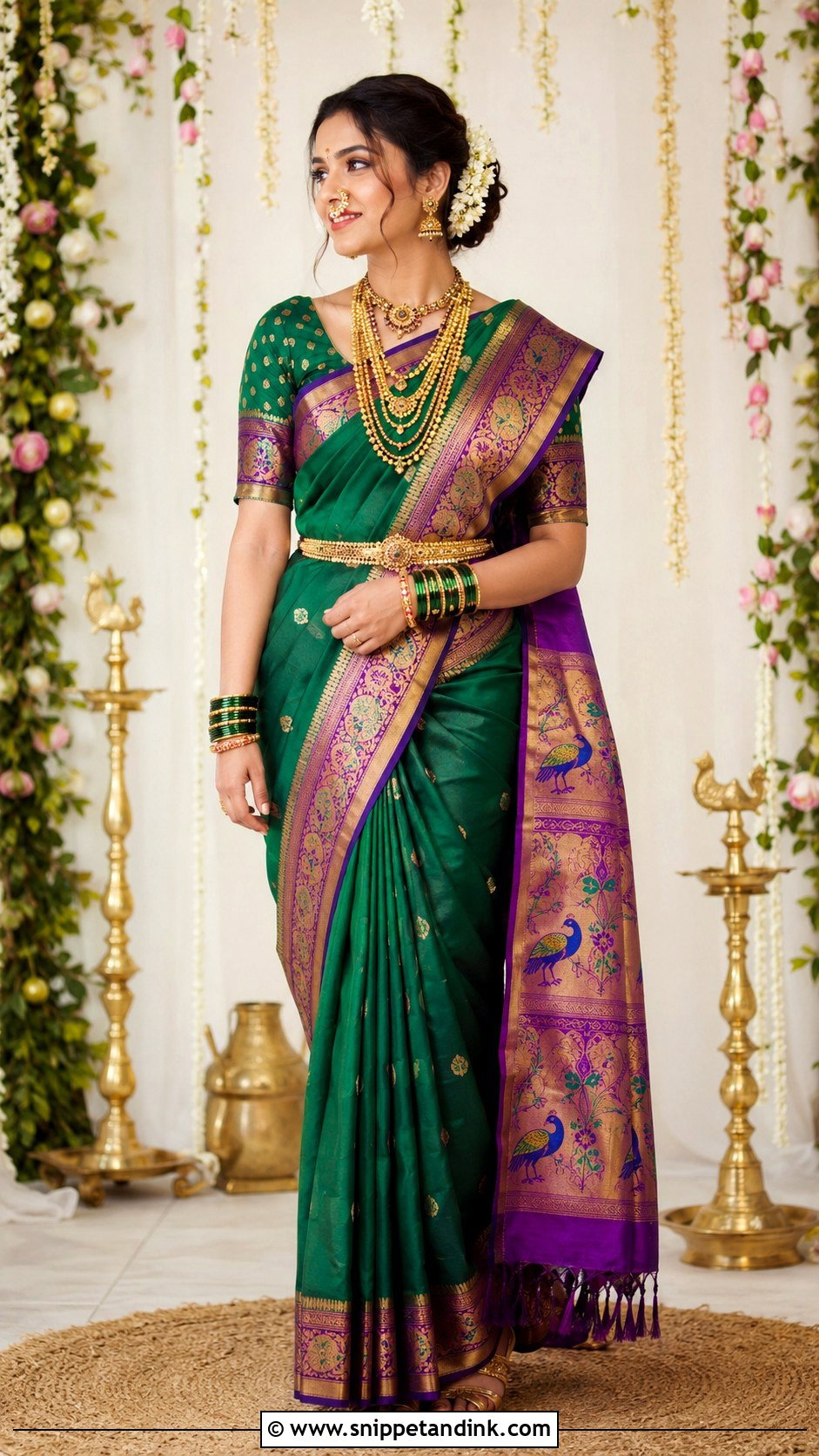 Green Paithani Bridal Saree - Snippet and Ink - 20 90s Indian Bride Ideas