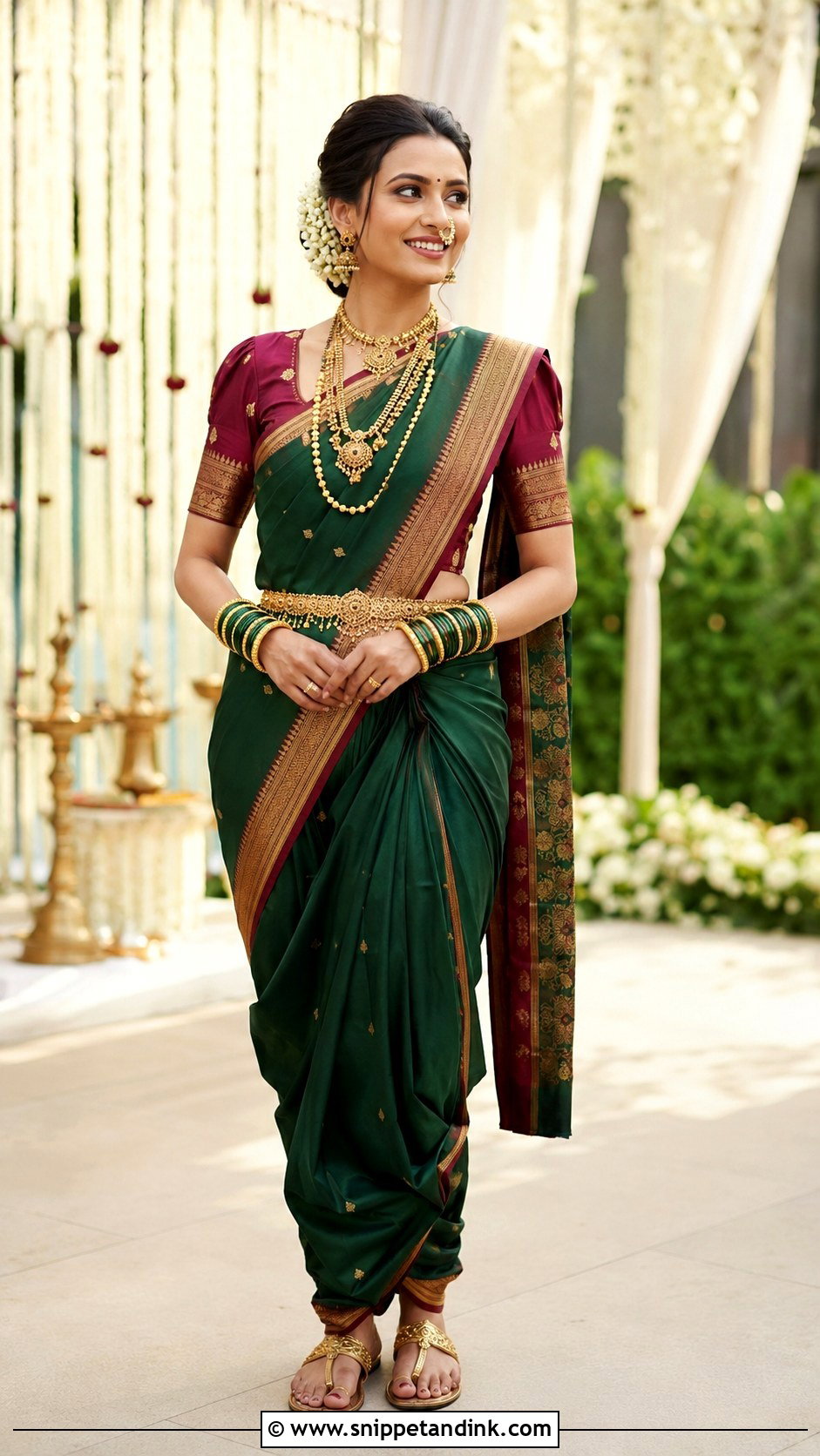Green Paithani Nauvari Saree Outfit - Snippet and Ink - 20 Maharatrian Wedding Outfit Ideas