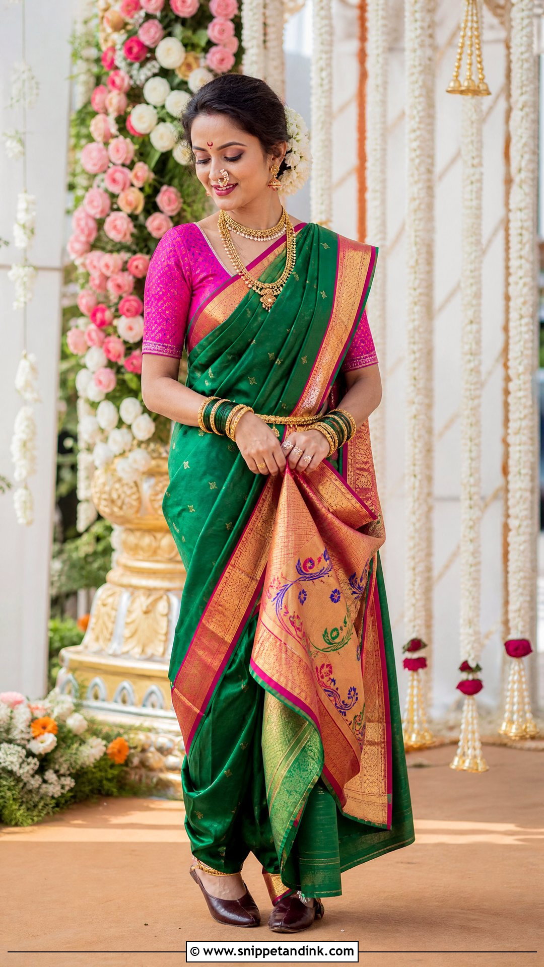 Green Paithani Saree Vaidik Marriage Dress - Snippet and Ink - 20 Vaidik Marriage Dress Ideas
