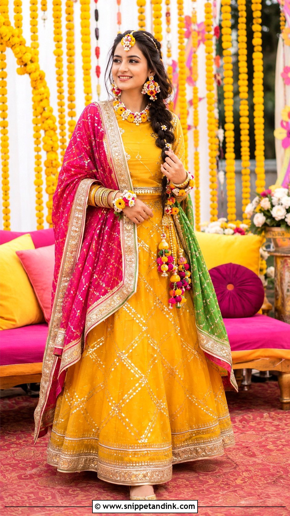 Green Pakistani Mehndi Bridal Outfit - Snippet and Ink - 30 Pakistani Bridal Look Ideas