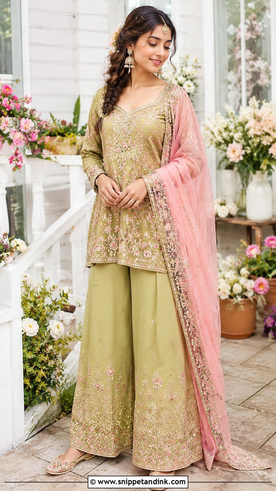 Green Palazzo Mehendi Suit - Snippet and Ink - 20 Bridal Mehendi Dress Ideas