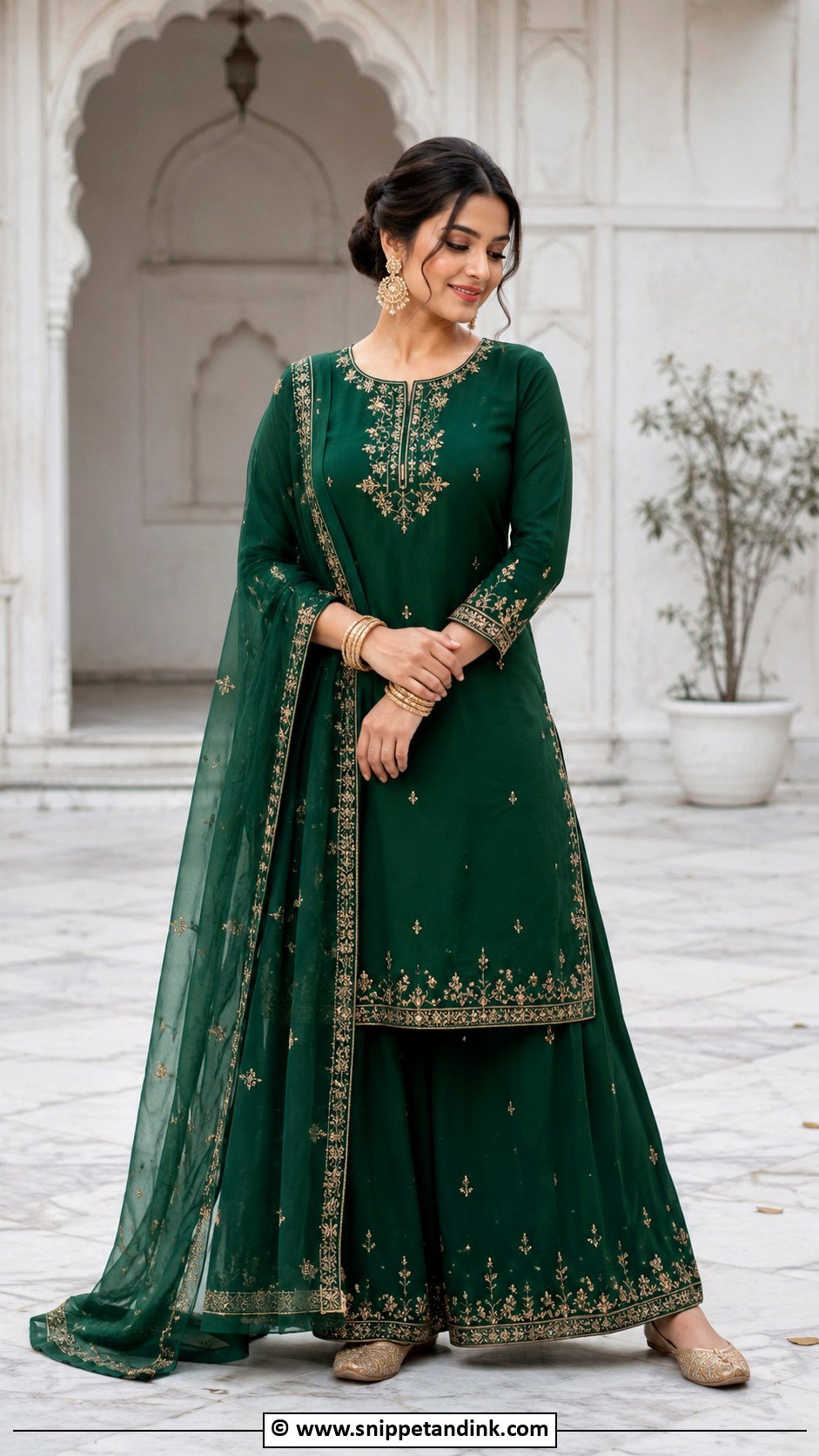 Green Palazzo Suit For Anand Karaj - Snippet and Ink - 30 Anand Karaj Suit Ideas