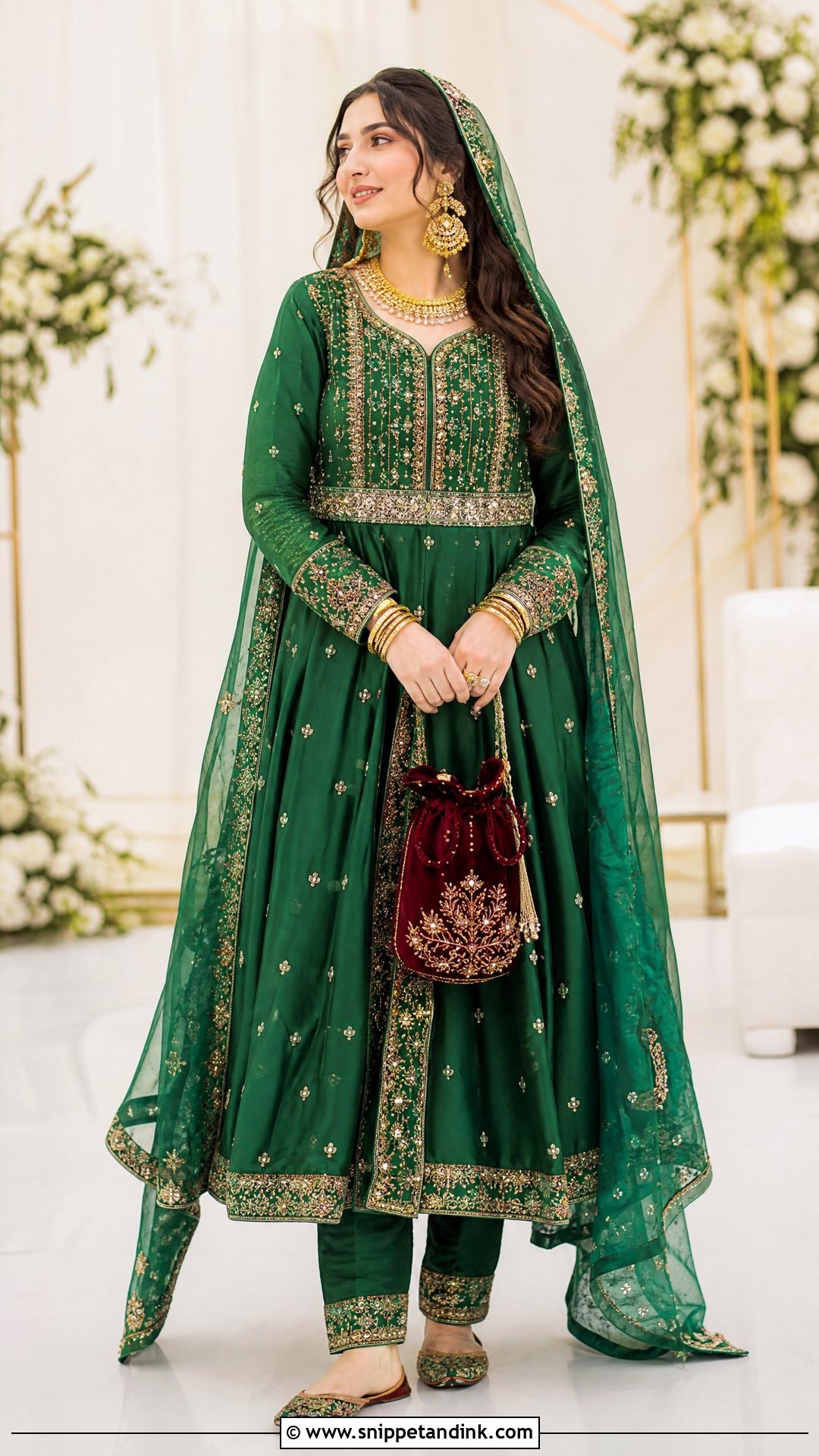 Green Pashtun Firaq Partug Wedding Dress - Snippet and Ink - 20 Traditional Afghan Wedding Dress Ideas