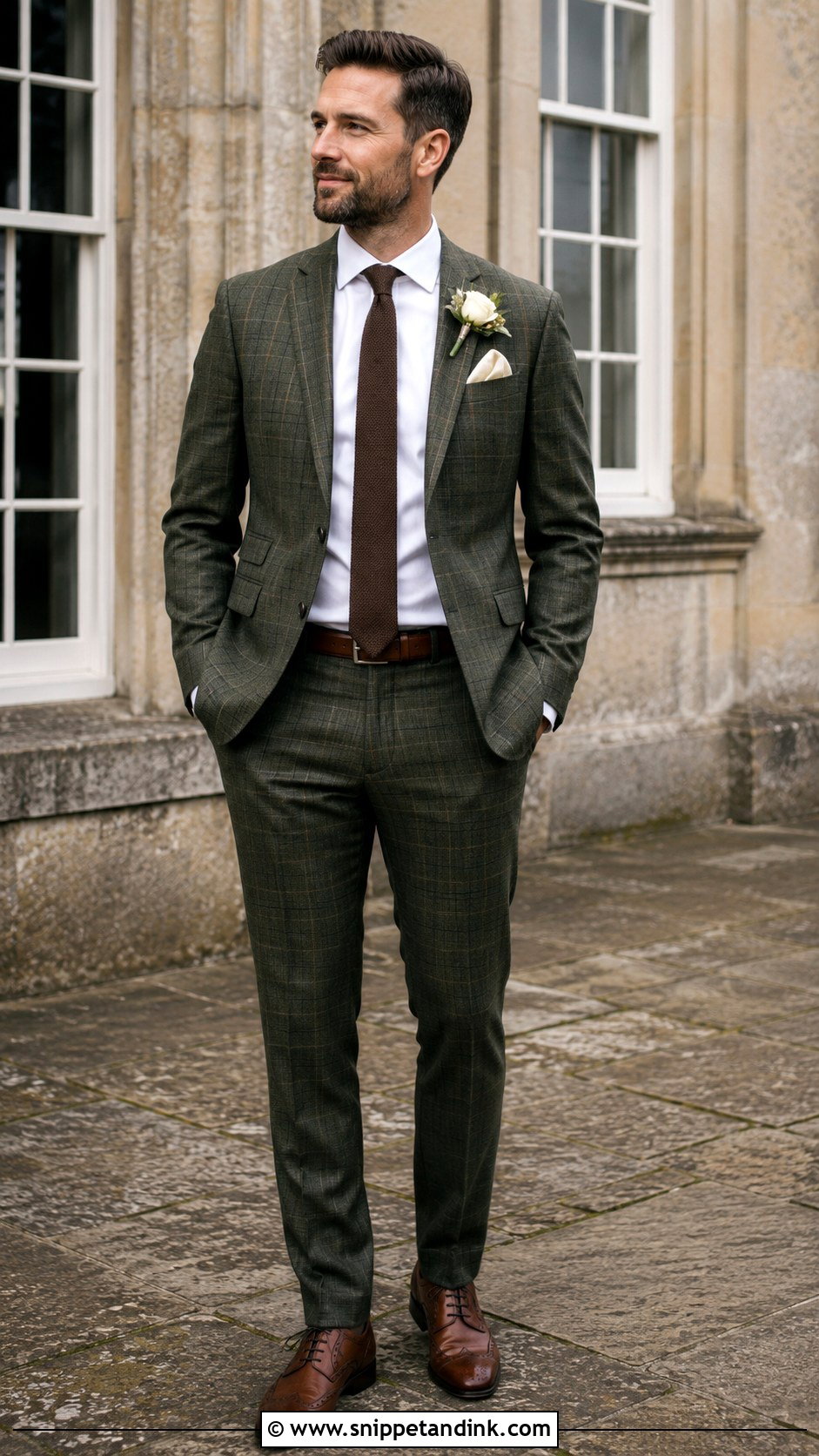 Green Plaid Suit With Solid Tie - Snippet and Ink - 20 Green Suit Wedding Party Ideas